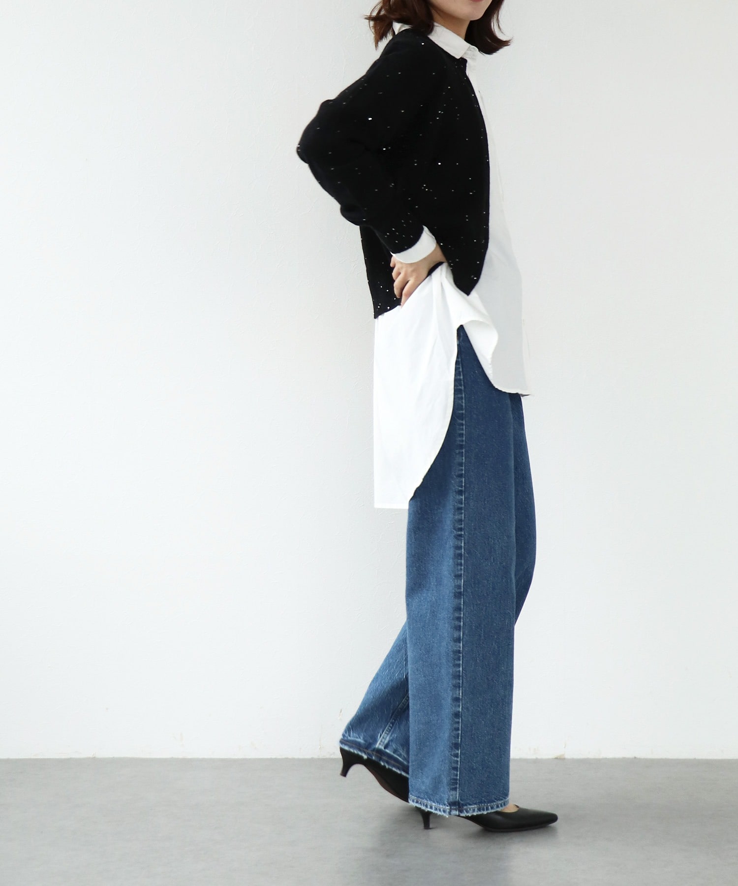 スパンコールラメカーディガン