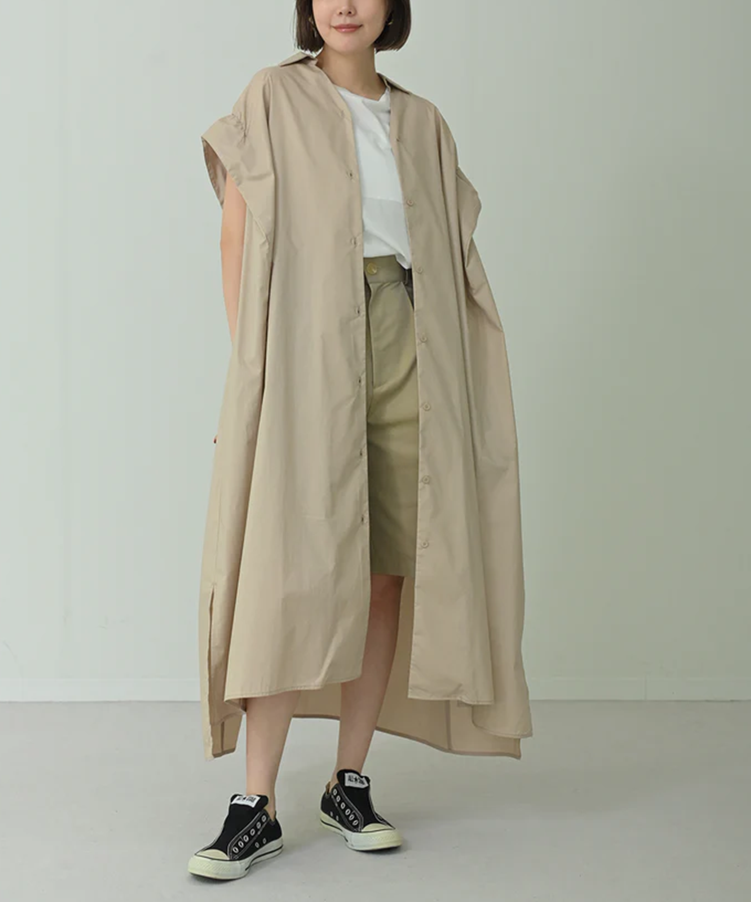 バックテープシャツワンピース