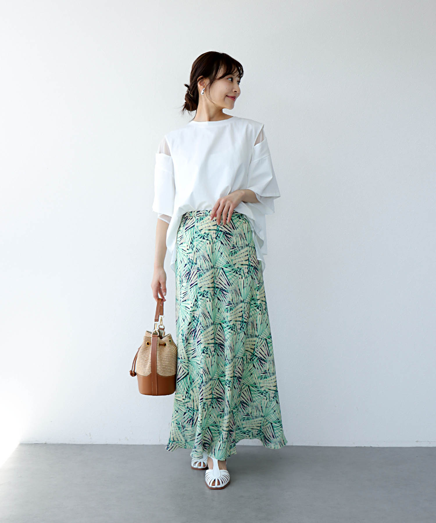 AMARAボタニカルプリント ロングスカート