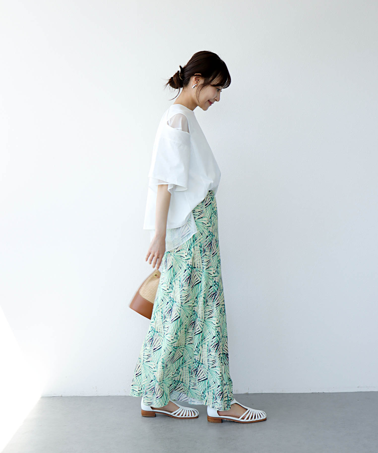 AMARAボタニカルプリント ロングスカート