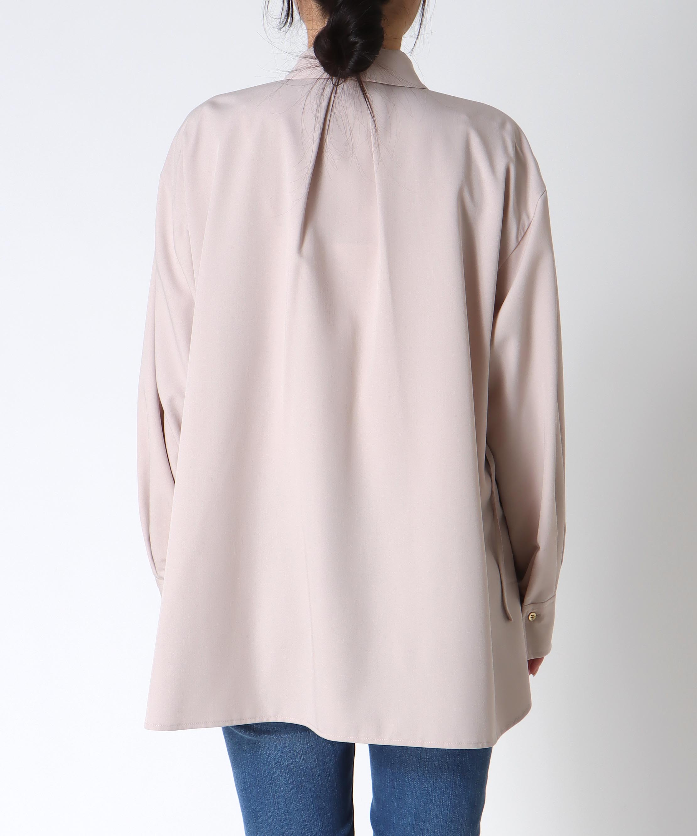 ストレッチカルゼウエストギャザーシャツ