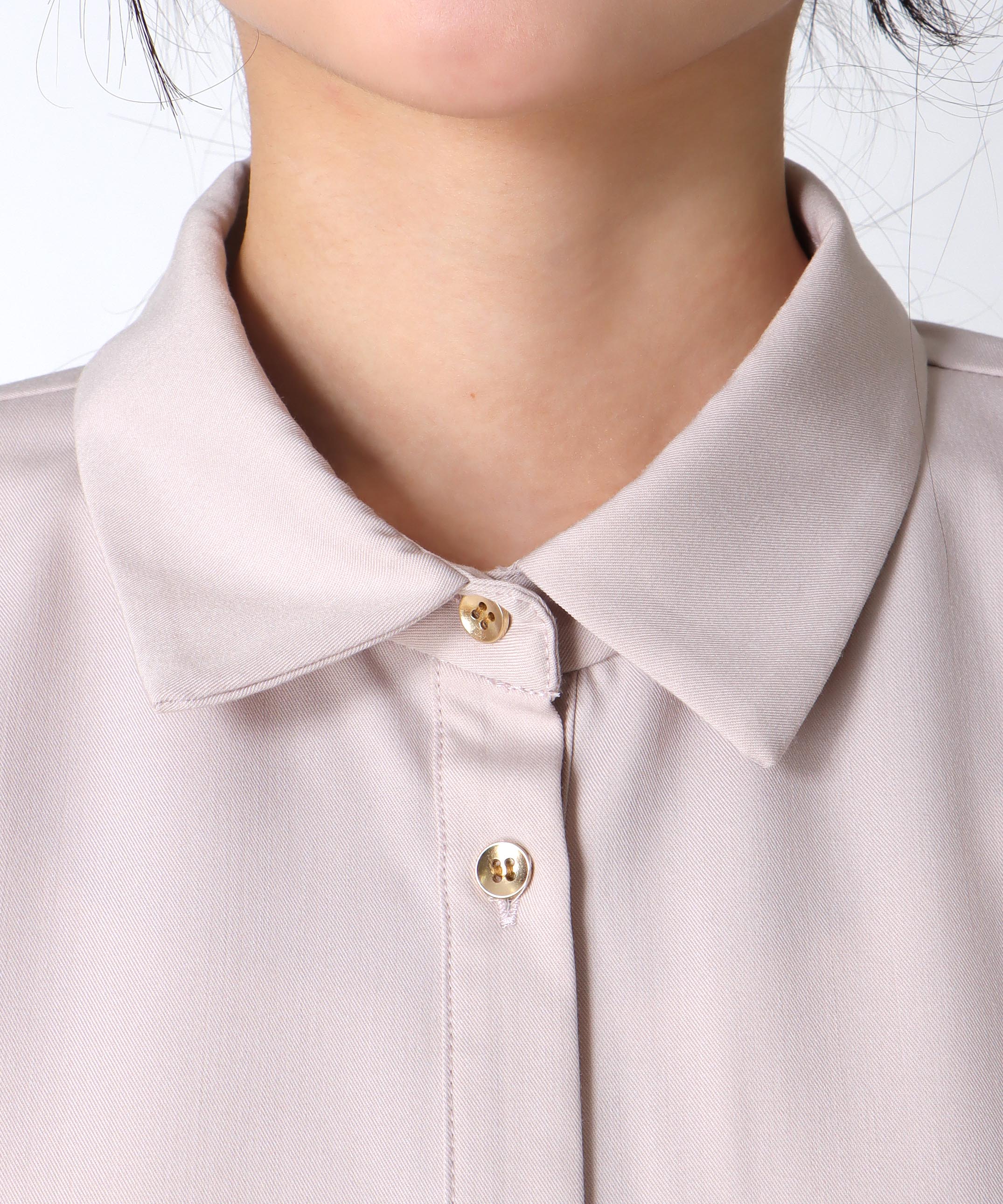 ストレッチカルゼウエストギャザーシャツ