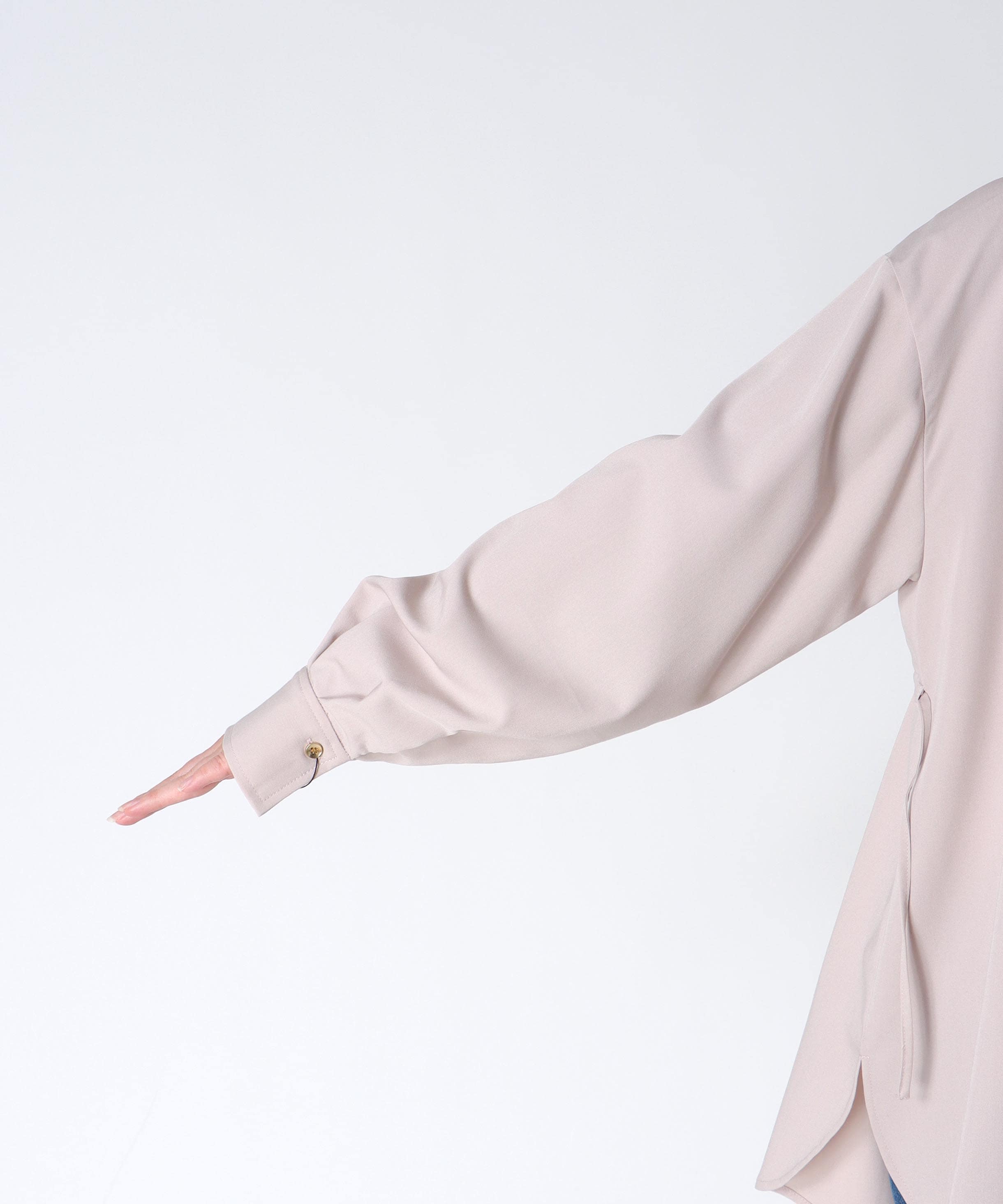 ストレッチカルゼウエストギャザーシャツ