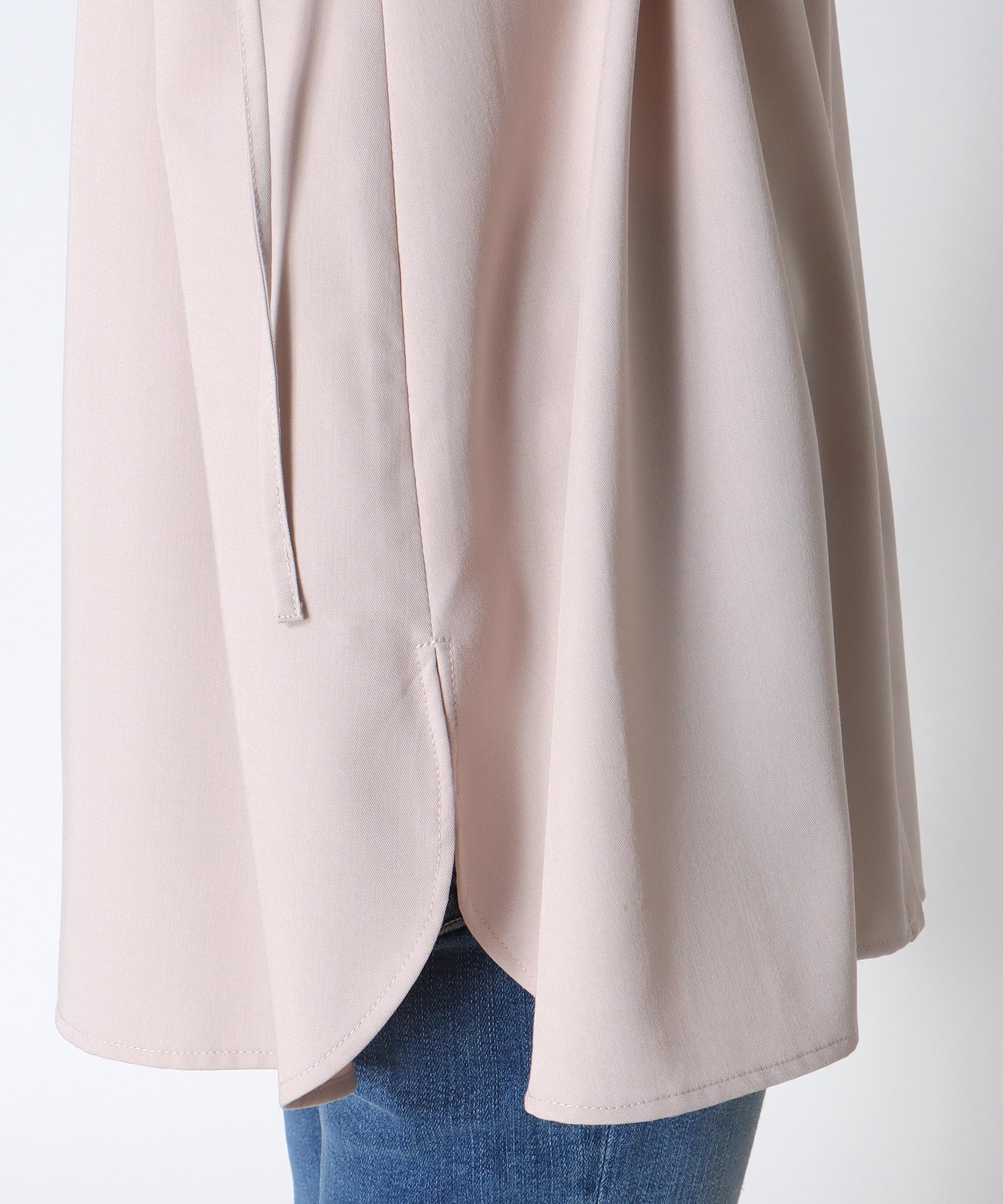 ストレッチカルゼウエストギャザーシャツ