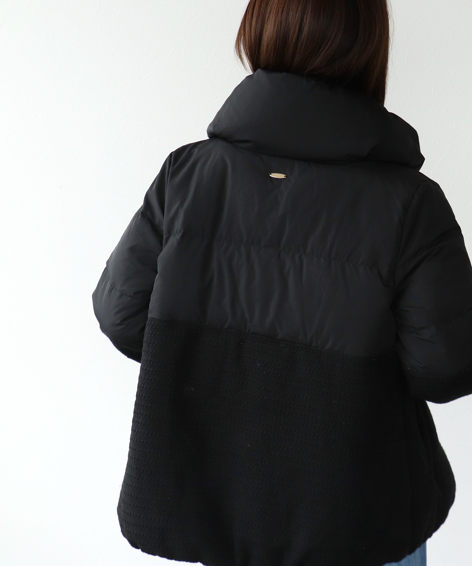 ツィード×タフタ ダウンジャケット