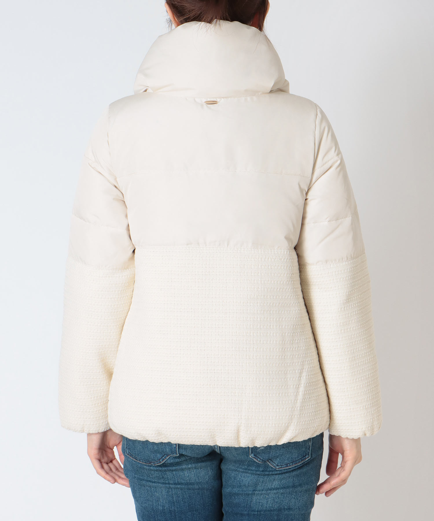 ツィード×タフタ ダウンジャケット