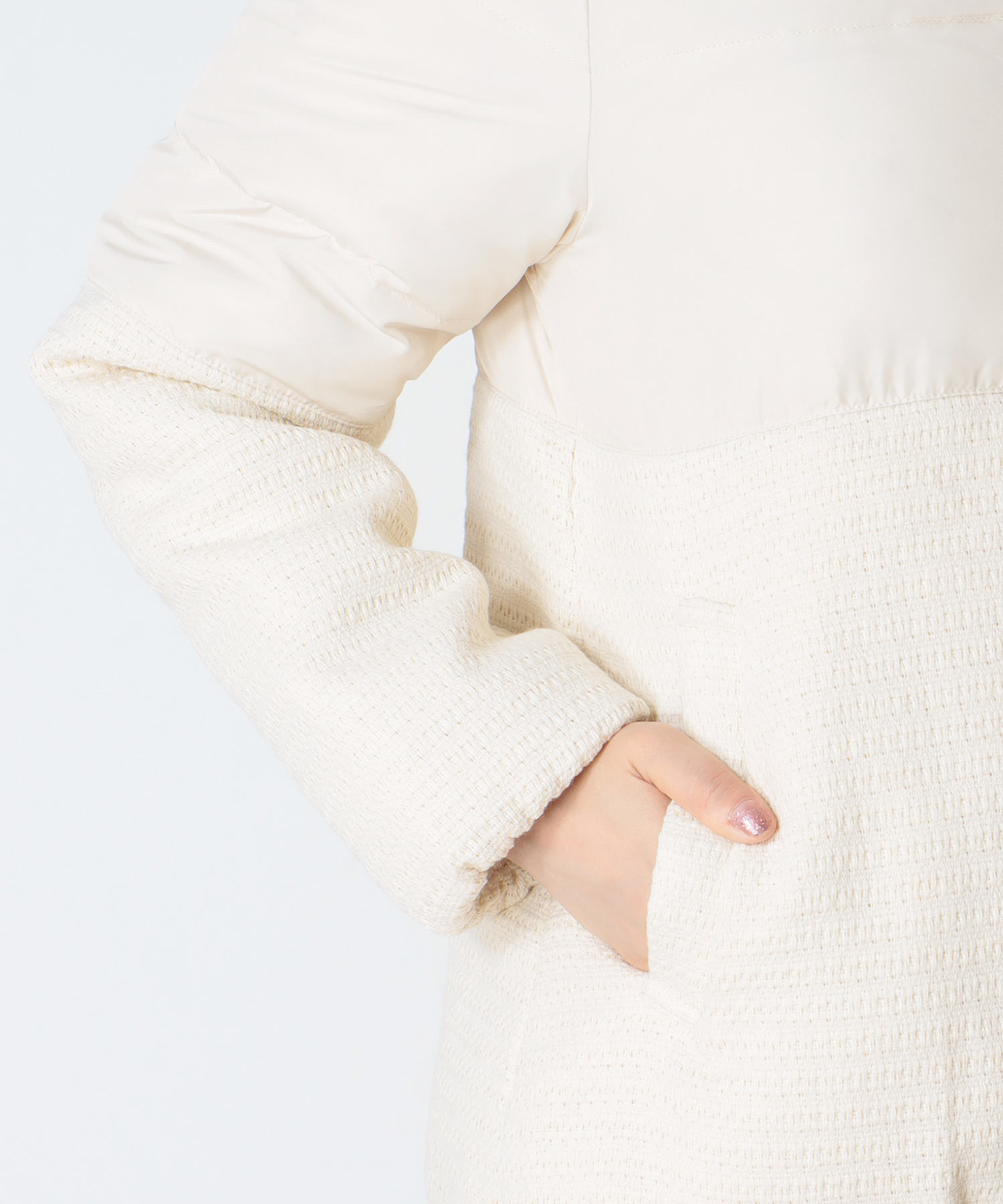 ツィード×タフタ ダウンジャケット