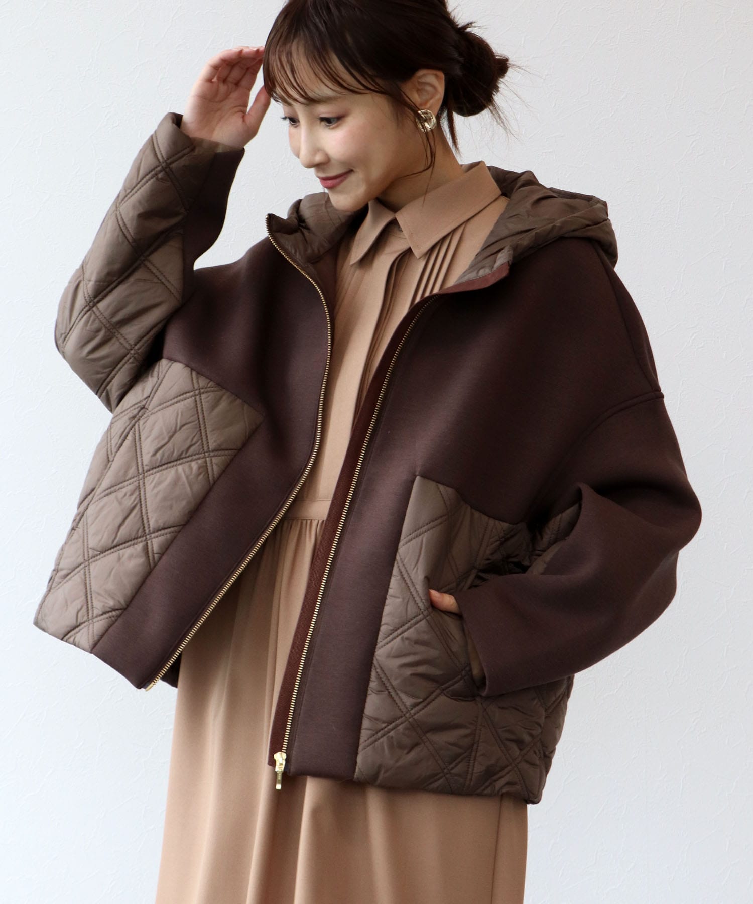 ダンボールニットフード切替ブルゾン