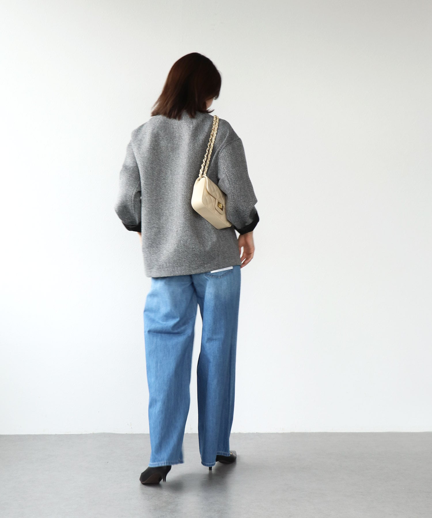 ツィードボンディングノーカラージャケット