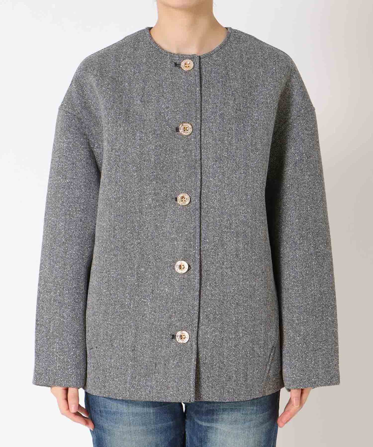 ツィードボンディングノーカラージャケット