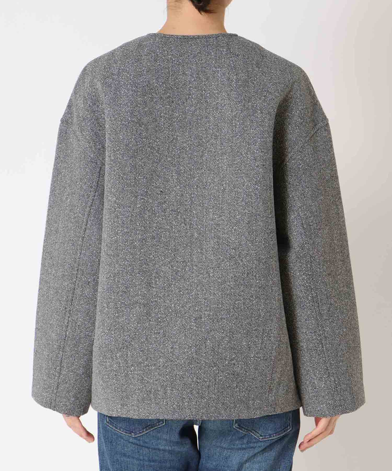 ツィードボンディングノーカラージャケット