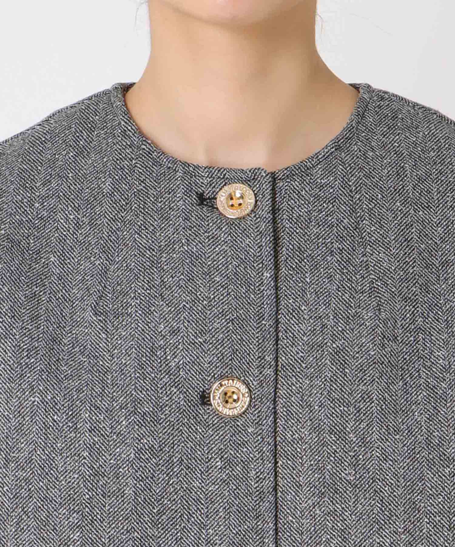 ツィードボンディングノーカラージャケット