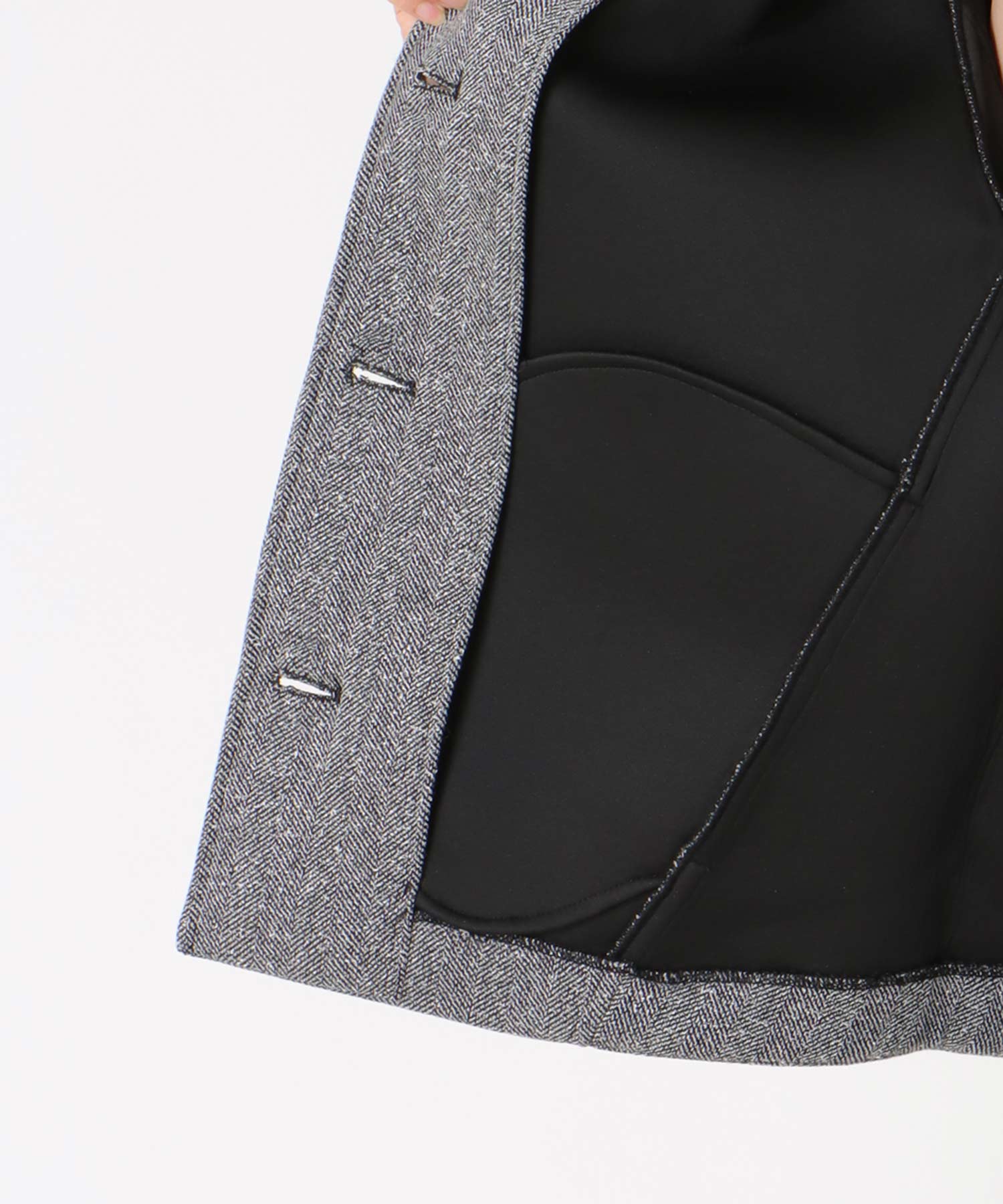 ツィードボンディングノーカラージャケット