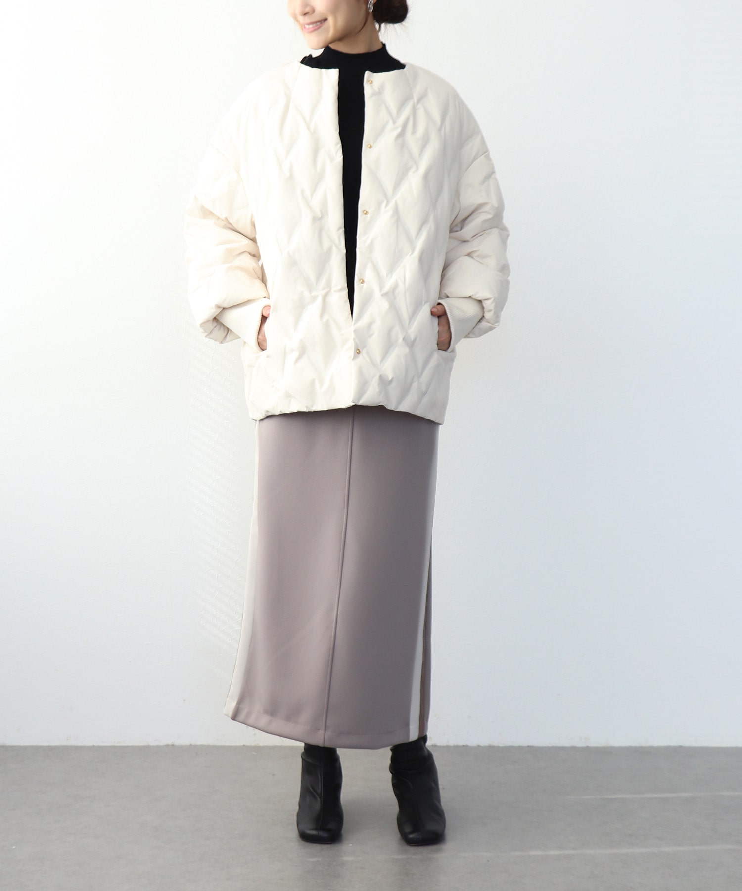 ステッチレスダウンノーカラージャケット