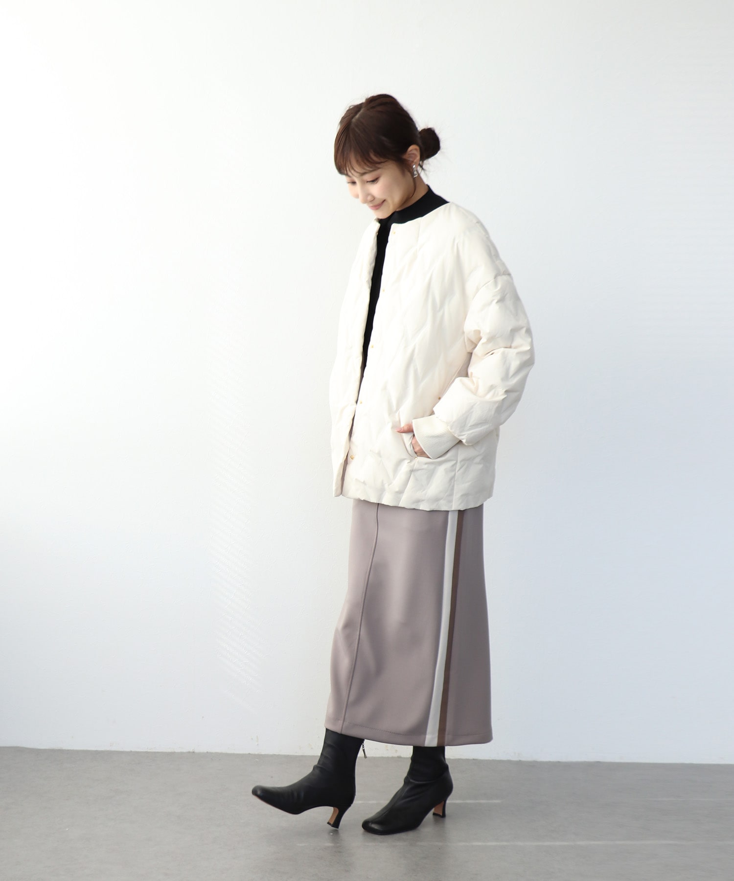 ステッチレスダウンノーカラージャケット