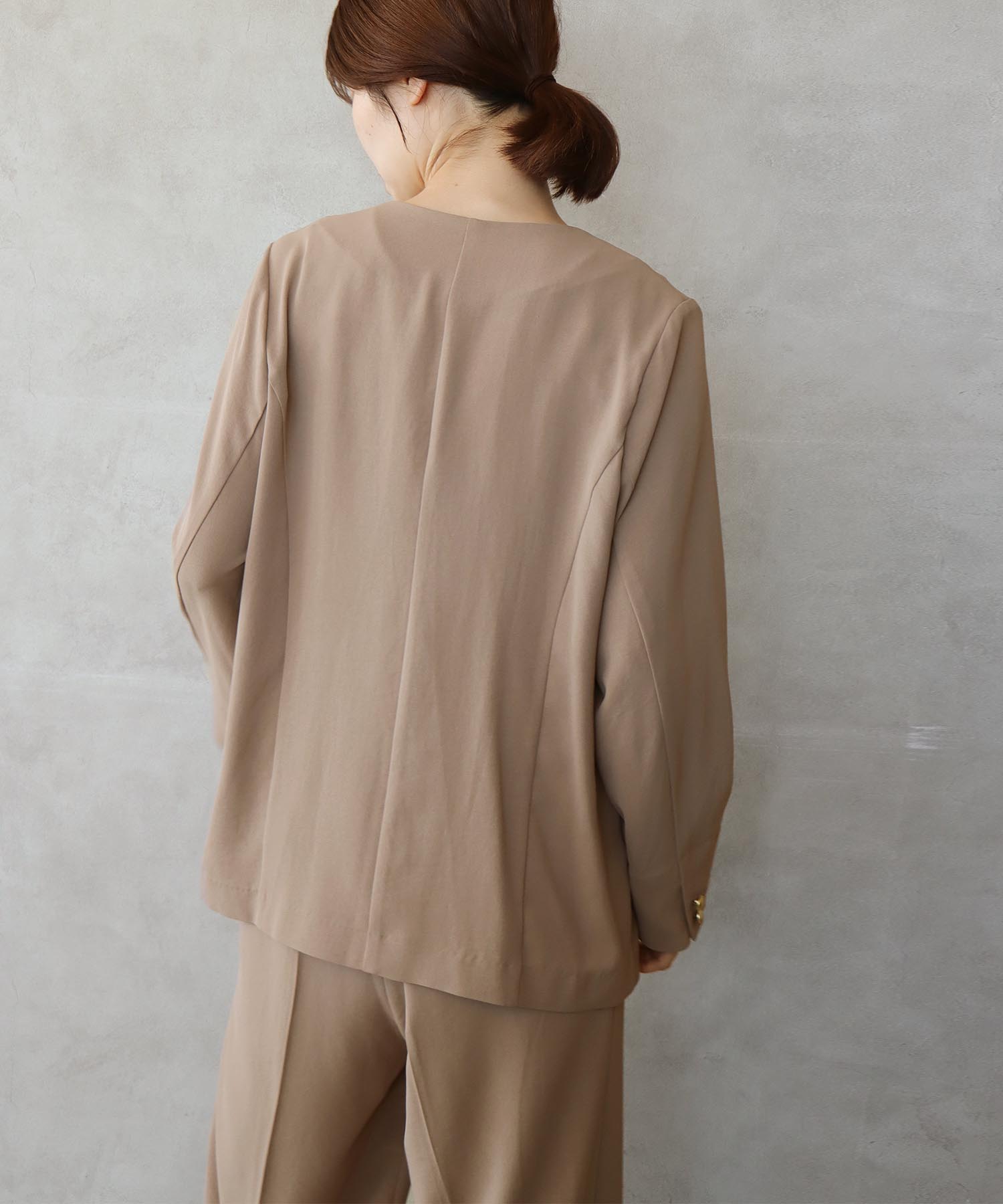 ハイストレッチ カルゼワッシャー ノーカラージャケット