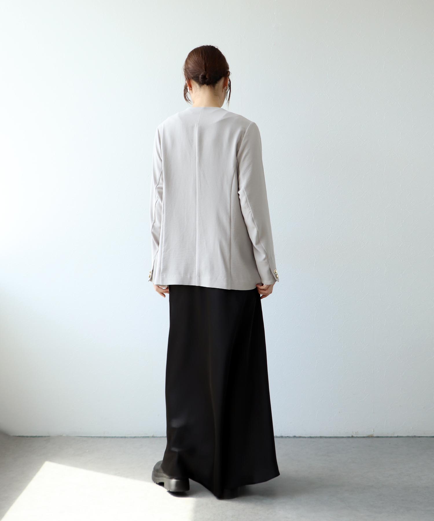 ハイストレッチ カルゼワッシャー ノーカラージャケット