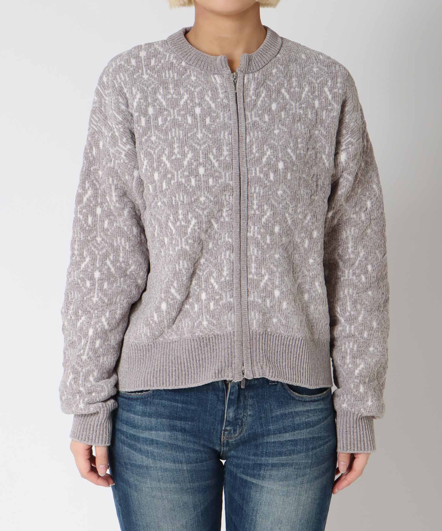 モールジャガードニットブルゾン