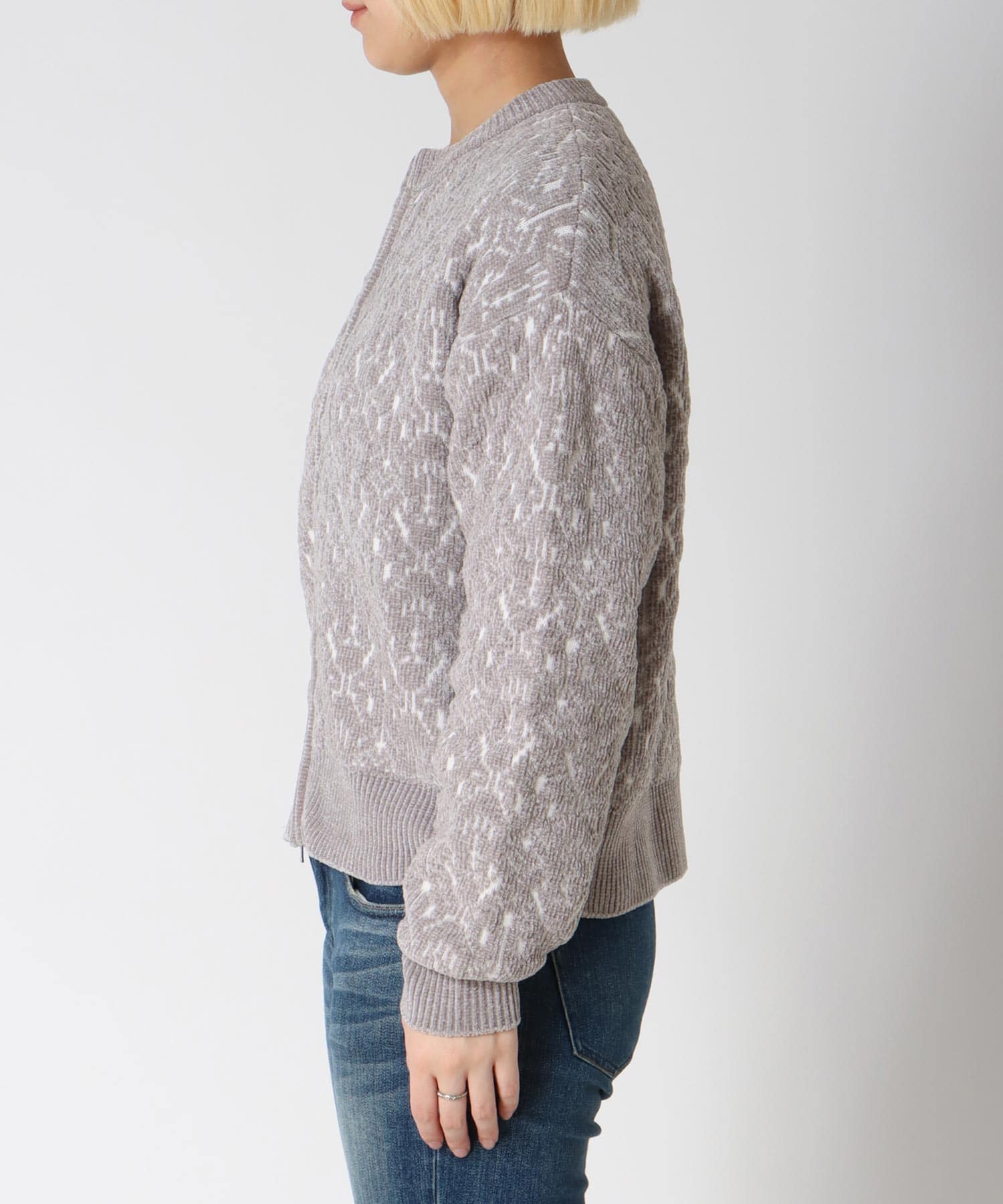 モールジャガードニットブルゾン