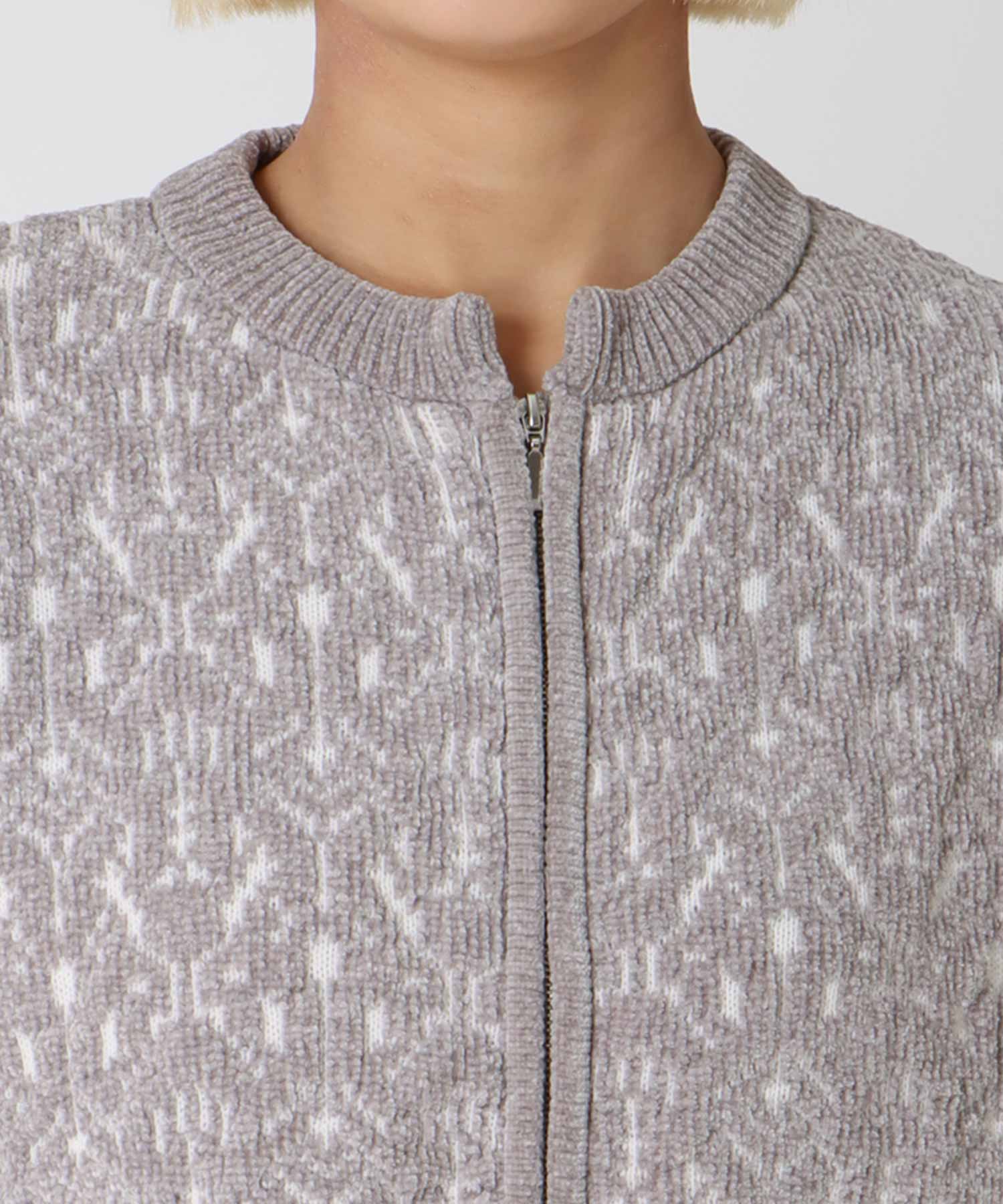 モールジャガードニットブルゾン