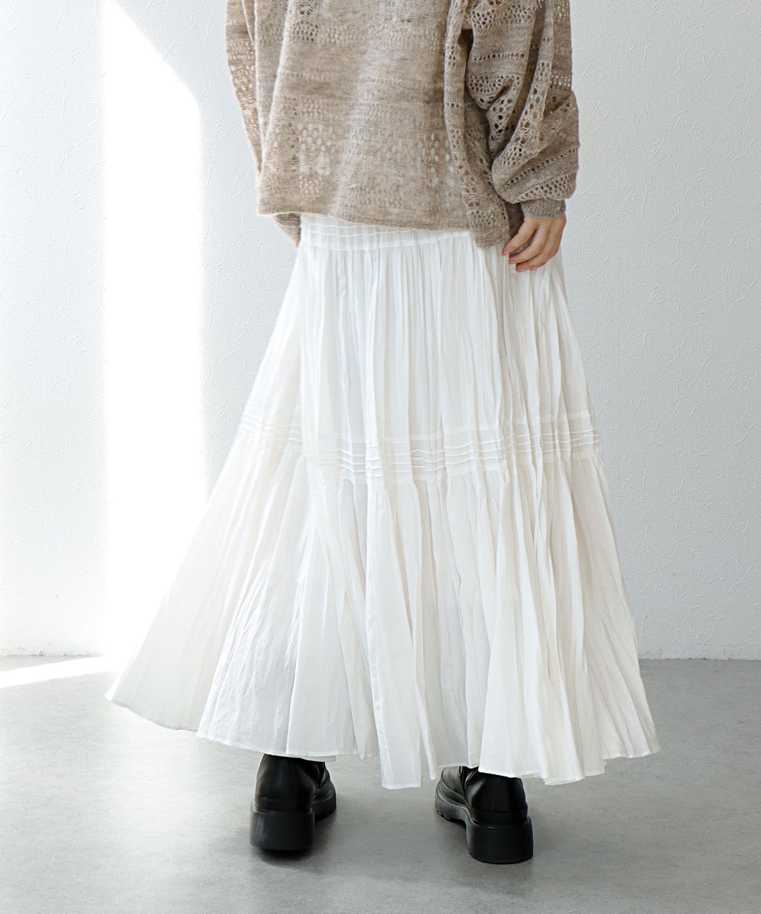 ナチュラルエアータンブラーティアードスカート