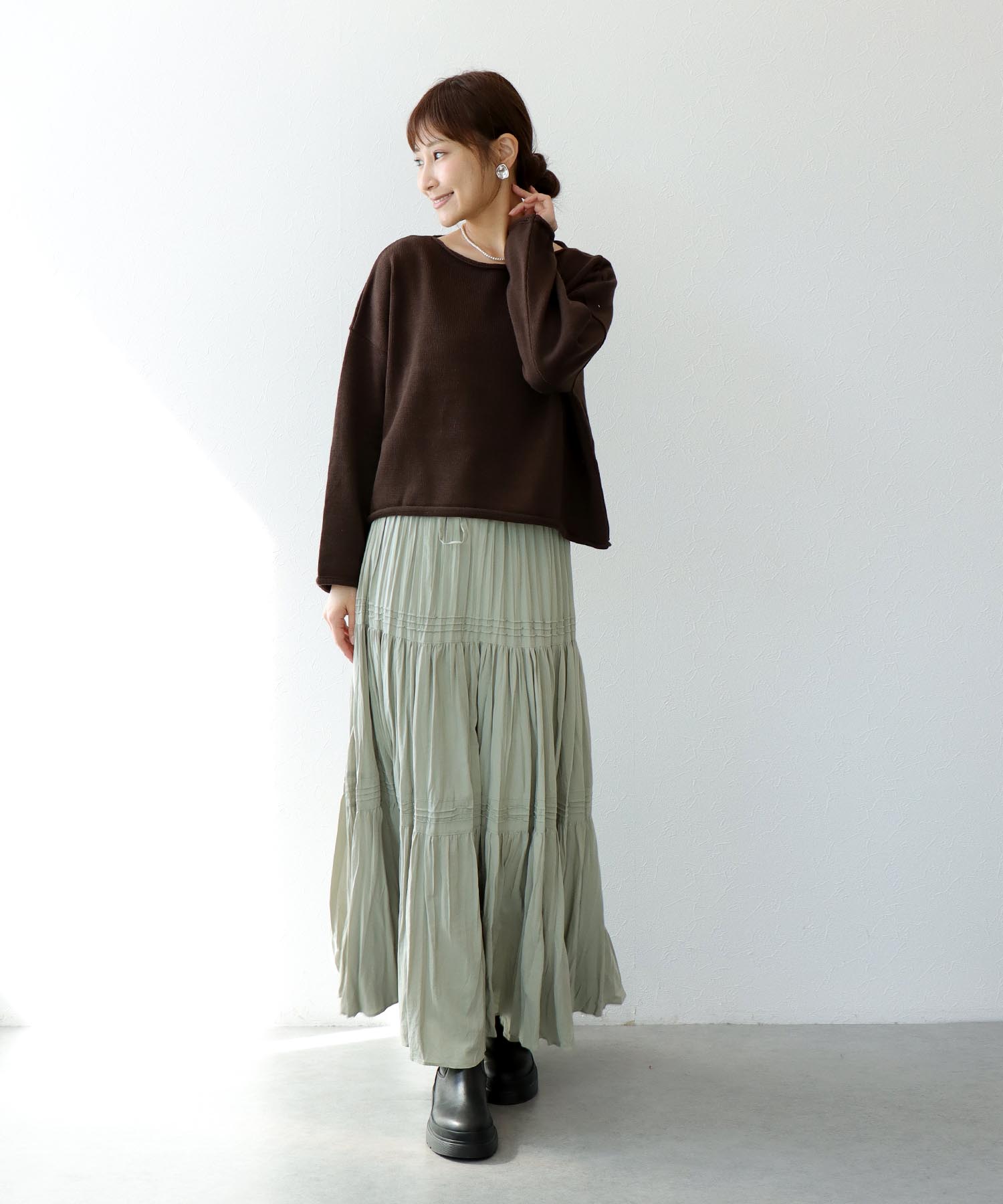 ナチュラルエアータンブラーティアードスカート