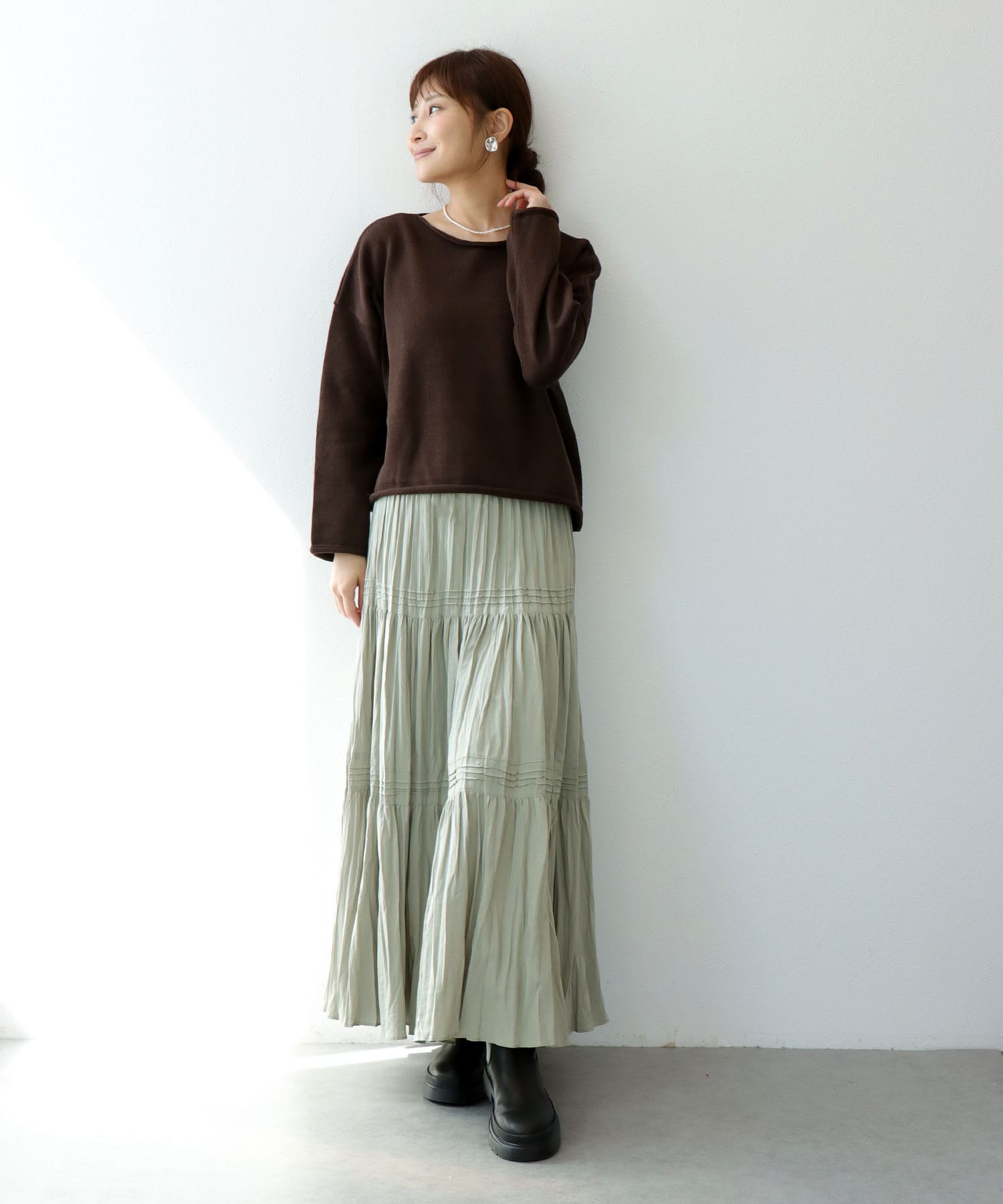 ナチュラルエアータンブラーティアードスカート