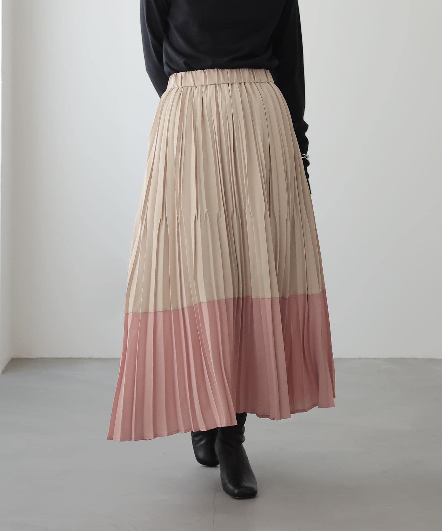 バイカラープリーツスカート