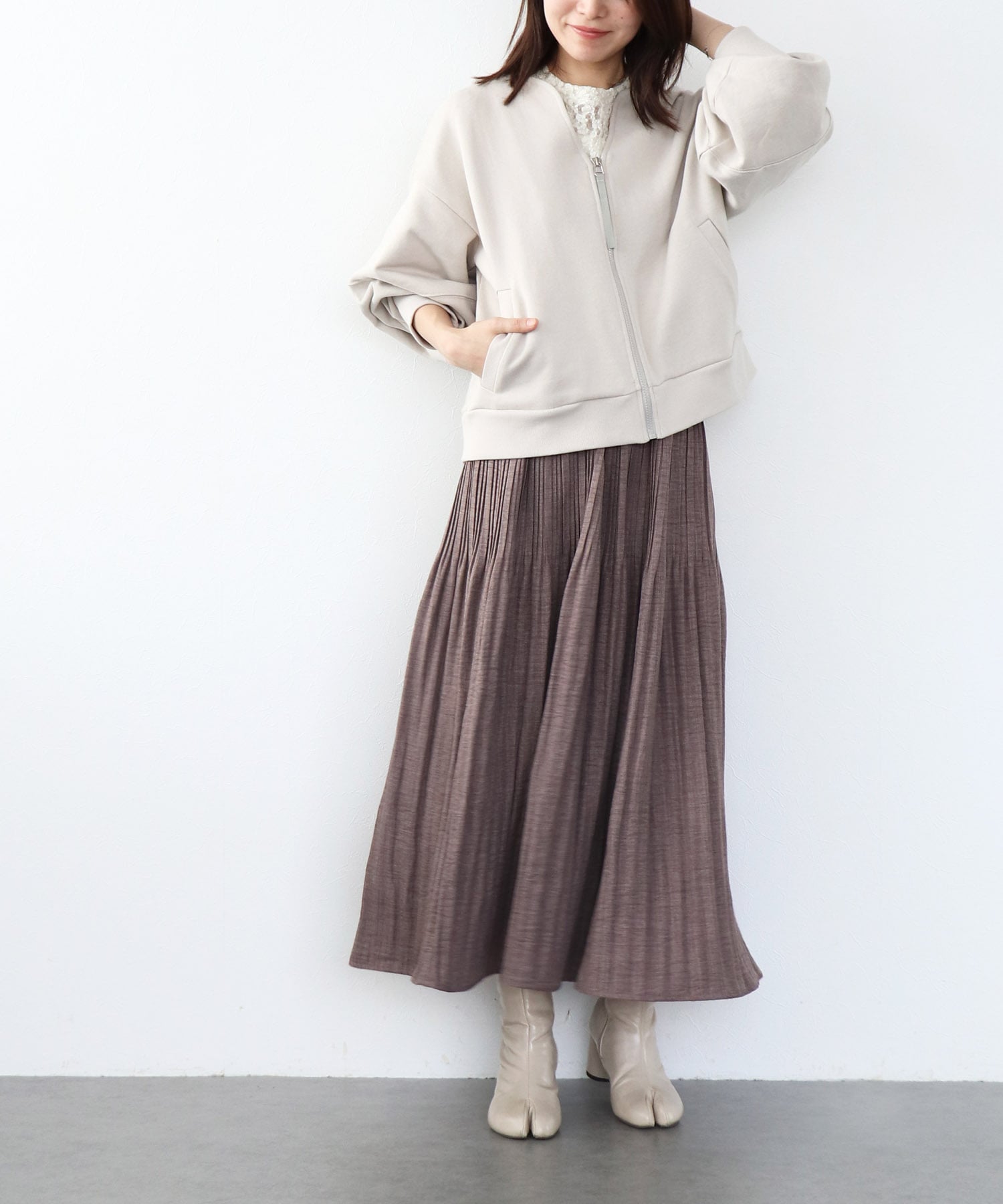 ミストウールタッチプリーツスカート