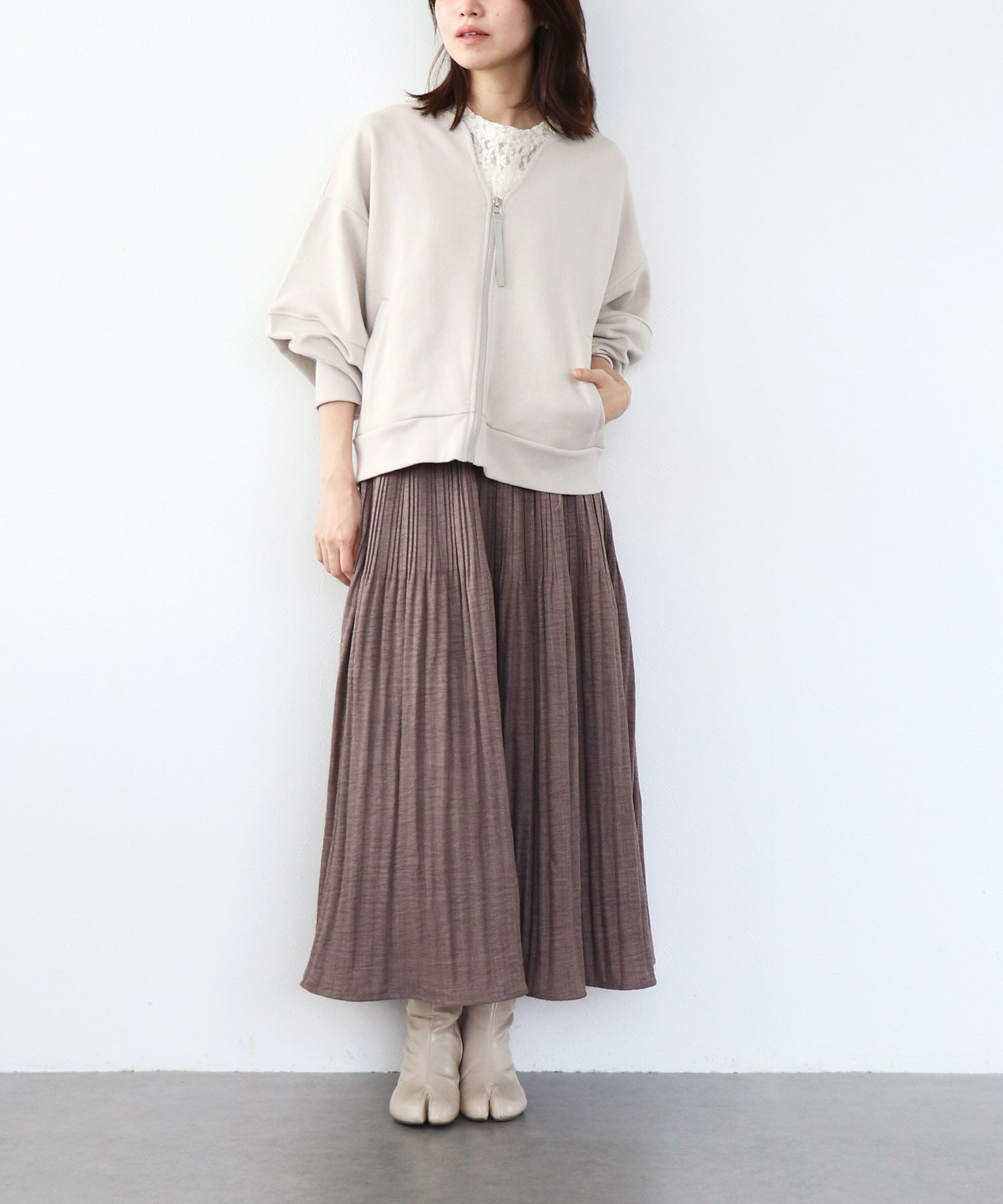 ミストウールタッチプリーツスカート