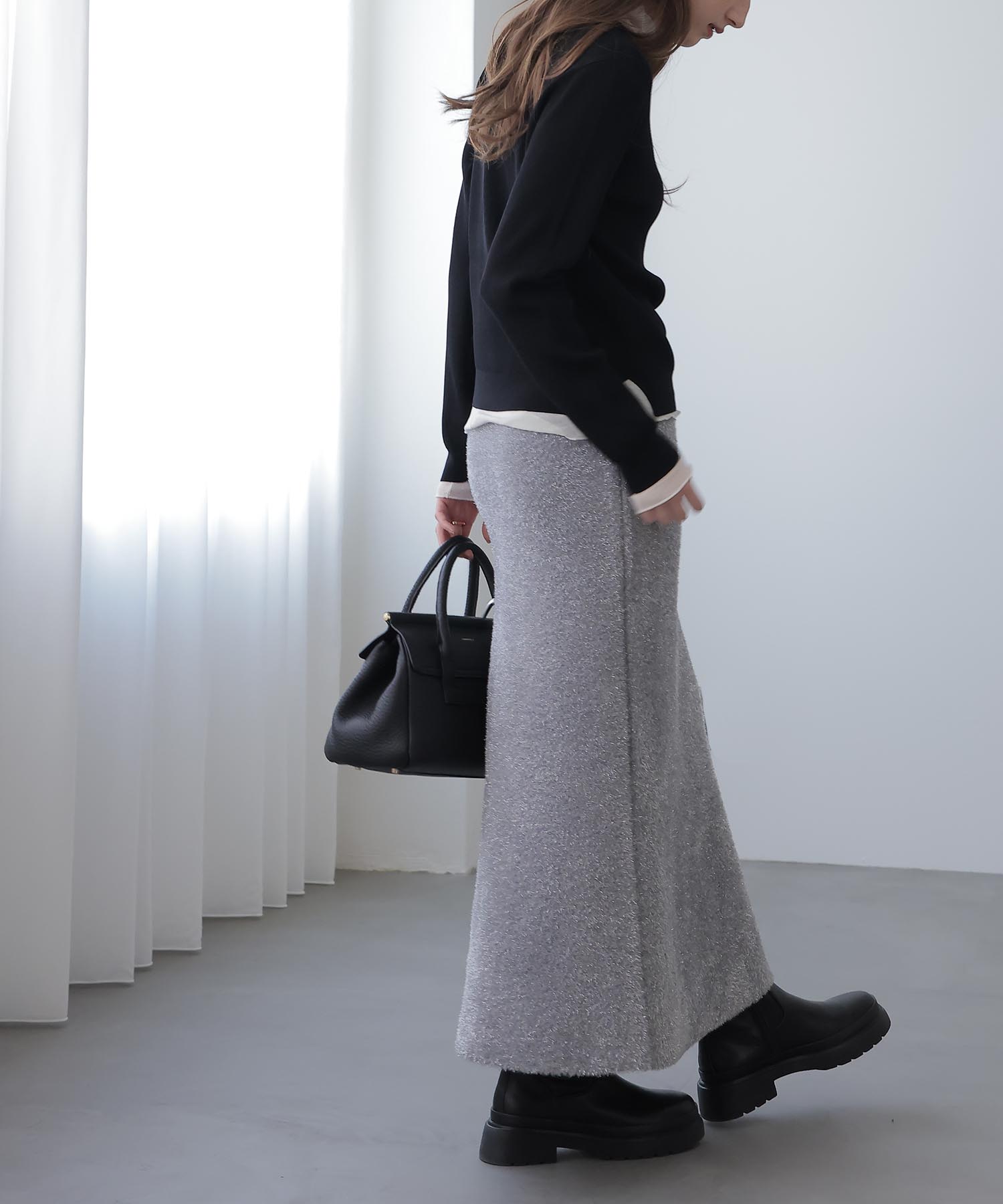 ラメフェザースカート