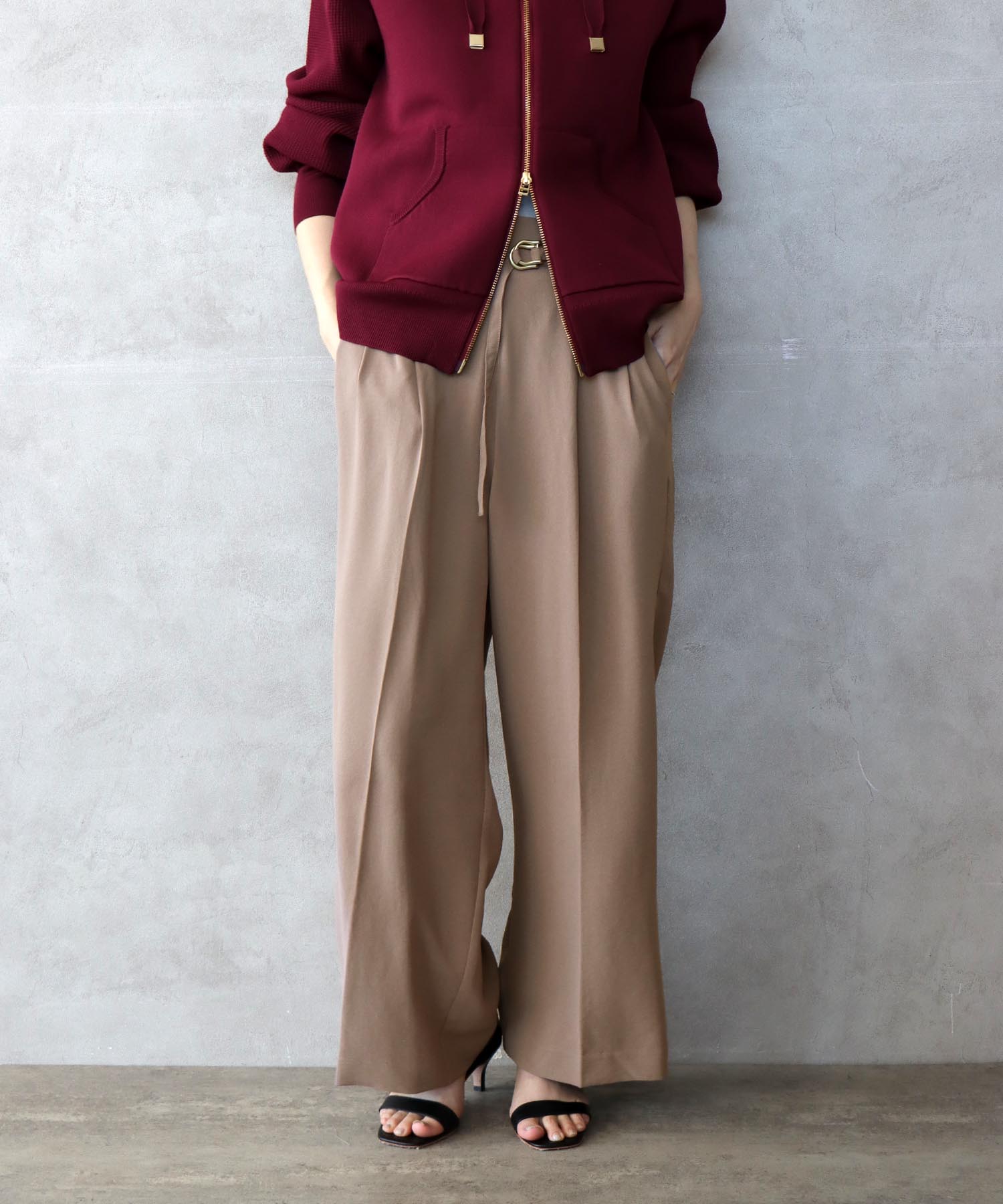 ハイストレッチカルゼワッシャーワイドパンツ