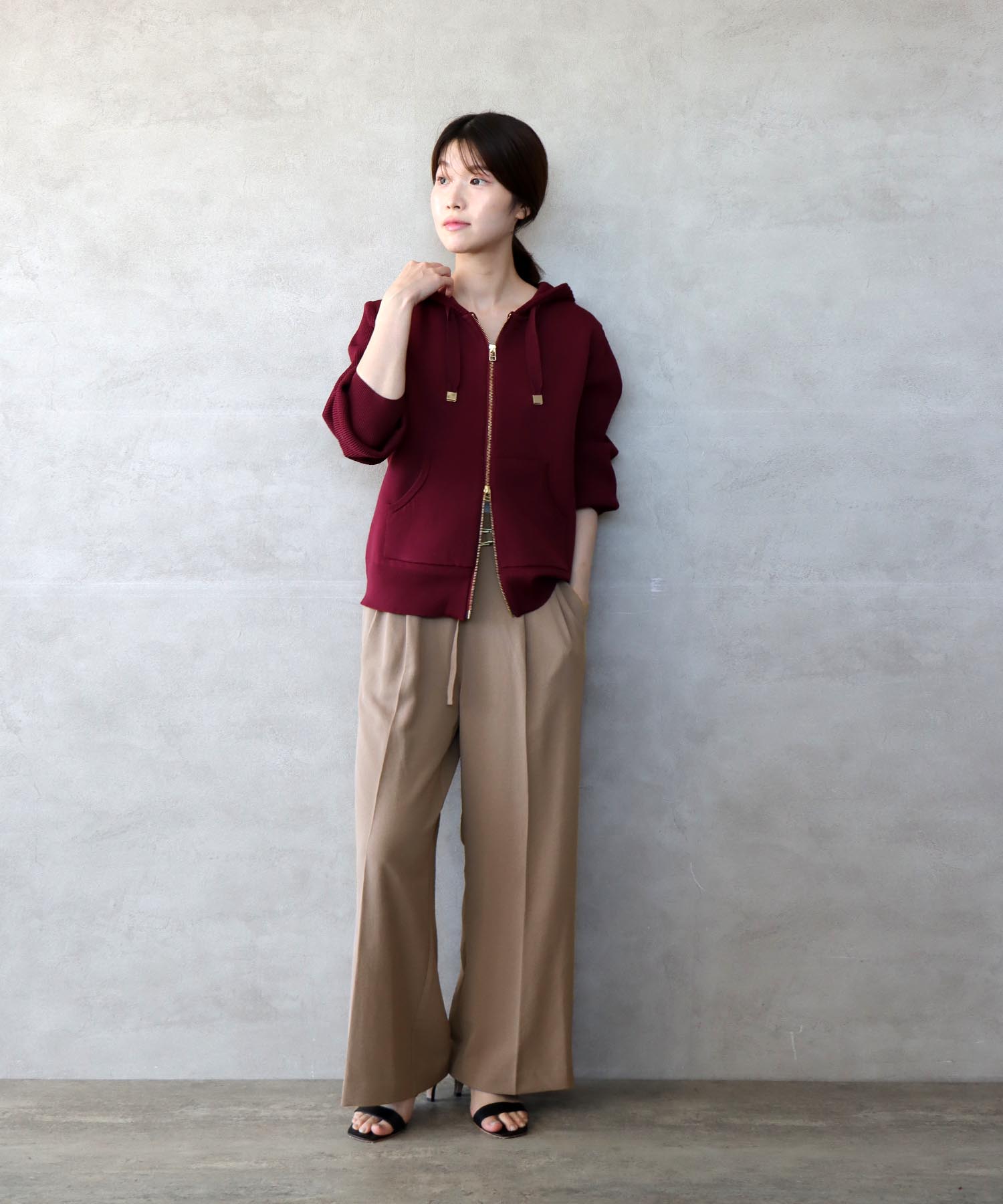 ハイストレッチカルゼワッシャーワイドパンツ