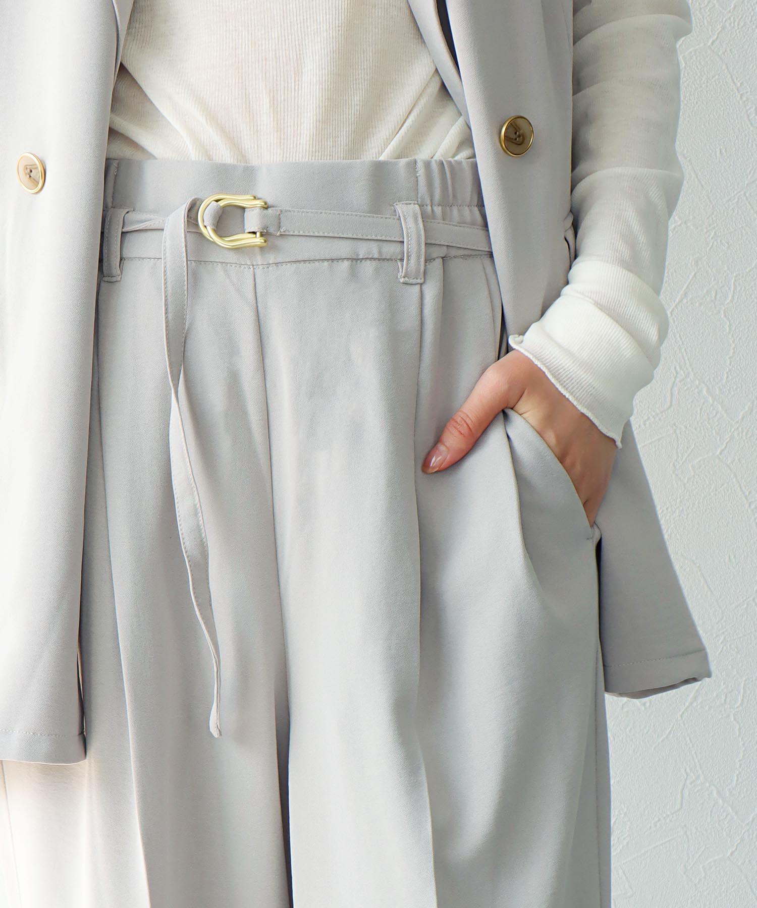 ハイストレッチカルゼワッシャーワイドパンツ