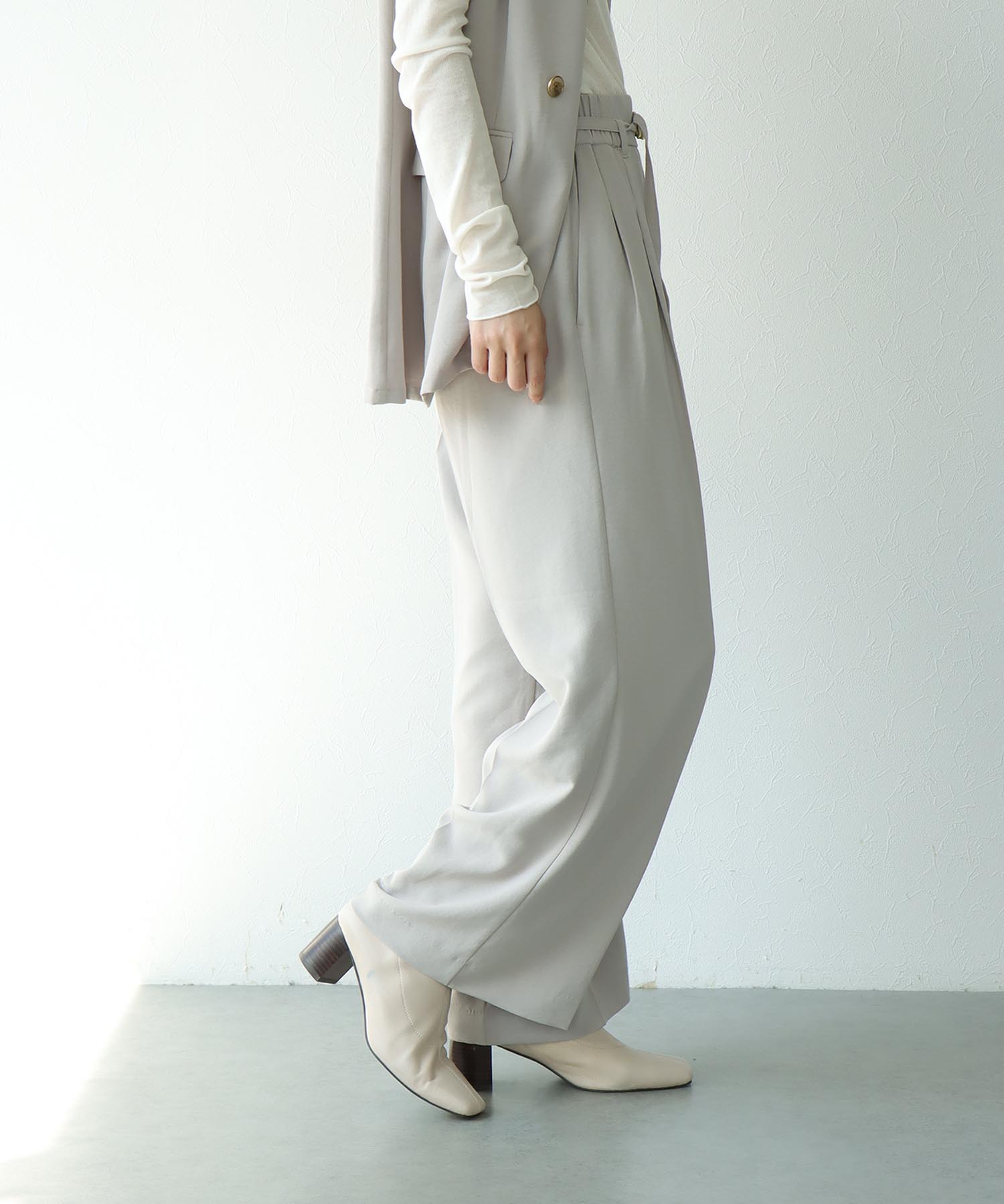 ハイストレッチカルゼワッシャーワイドパンツ