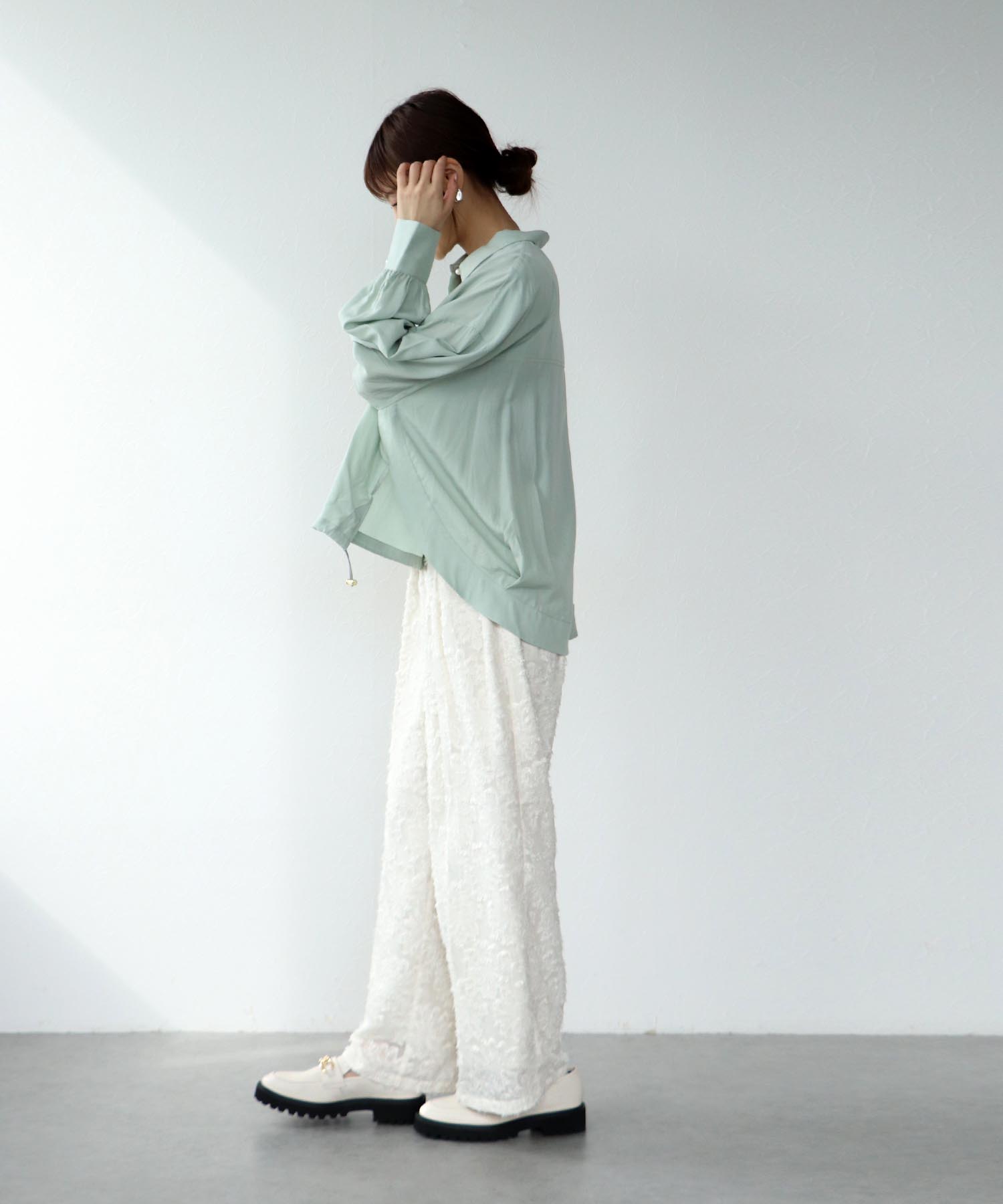 カットジャガードワイドパンツ