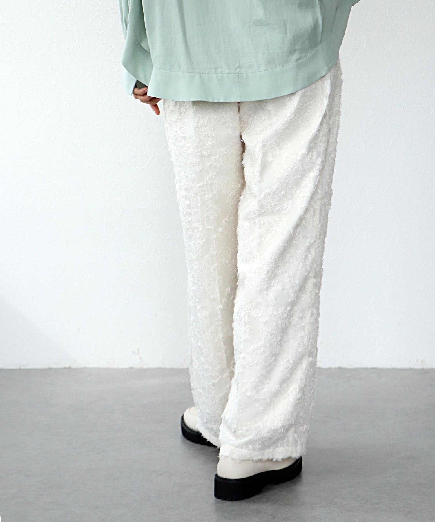 カットジャガードワイドパンツ