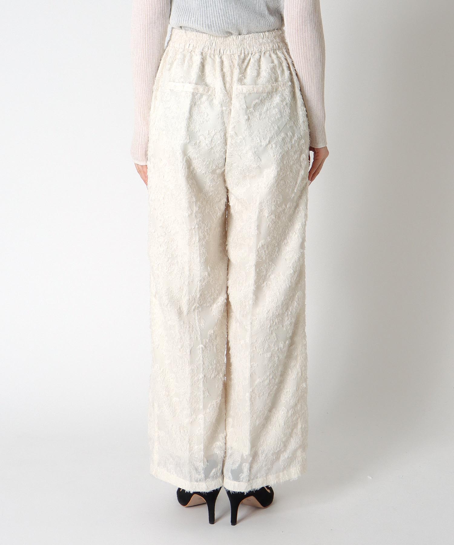 カットジャガードワイドパンツ