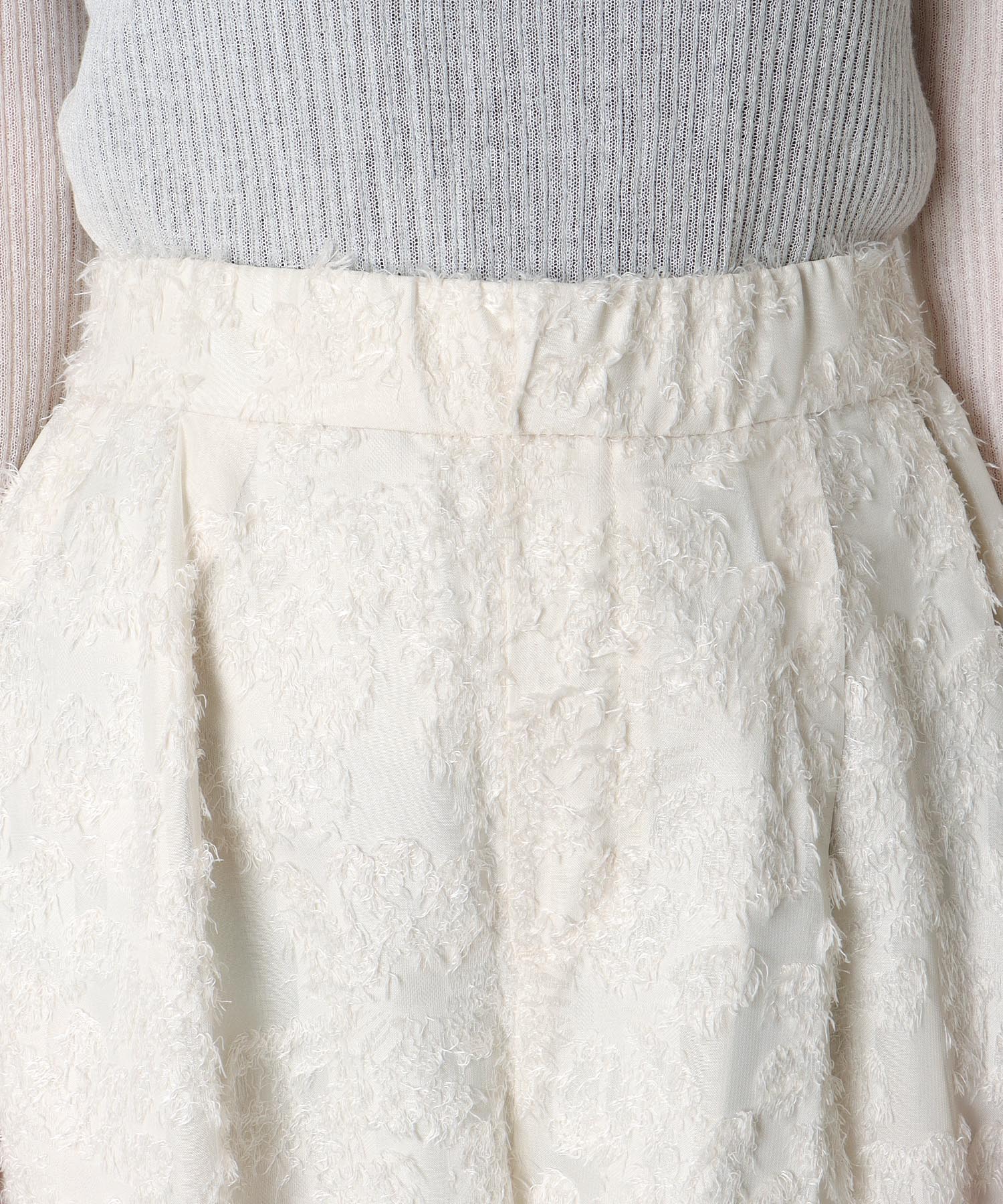 カットジャガードワイドパンツ