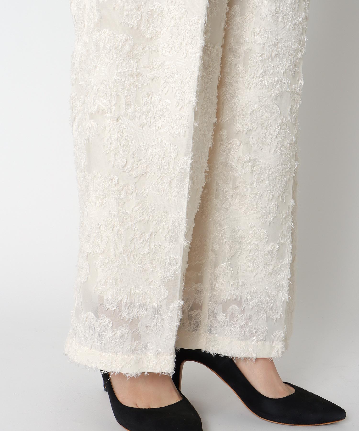 カットジャガードワイドパンツ