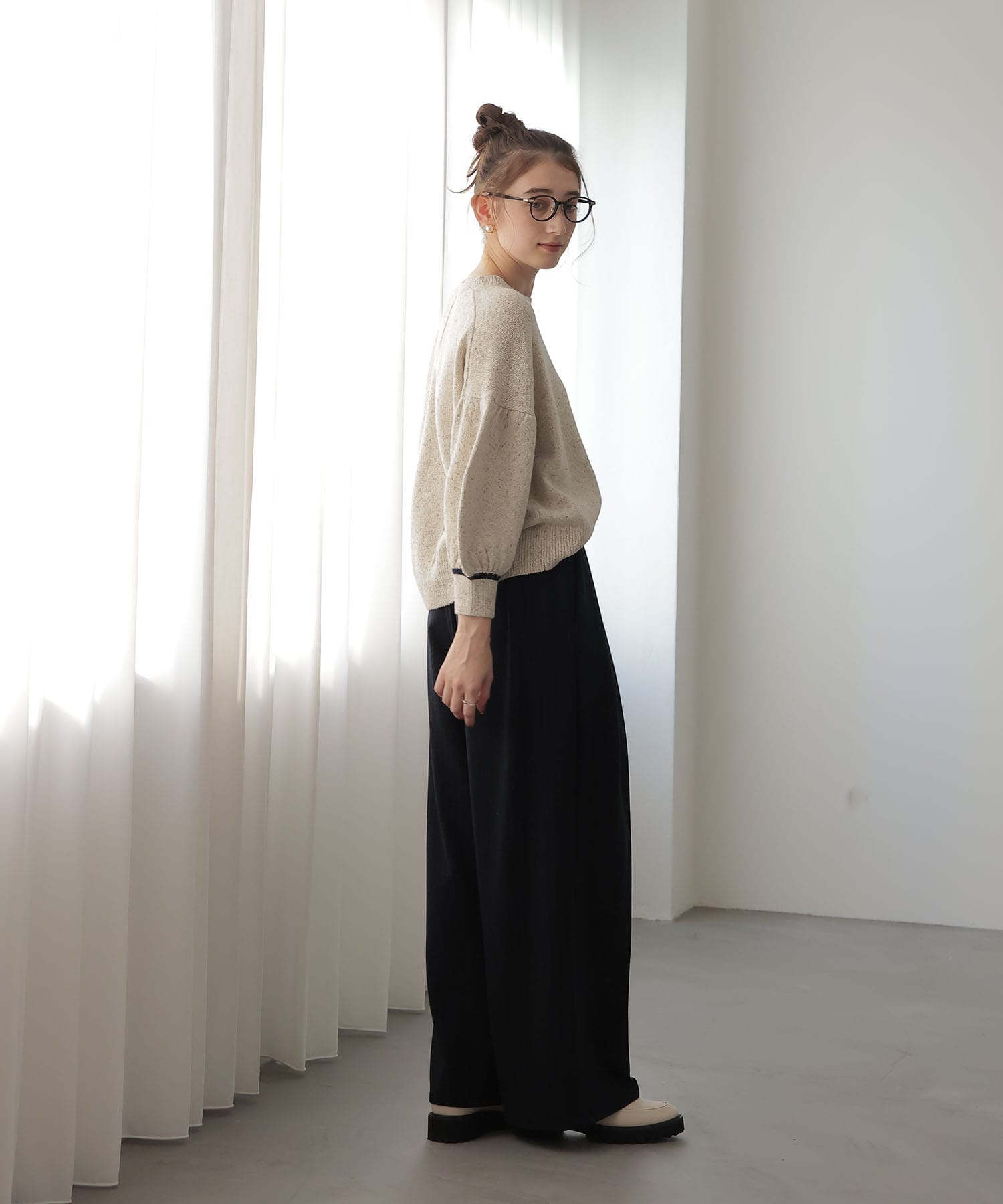 ストライプストレッチワイドパンツ