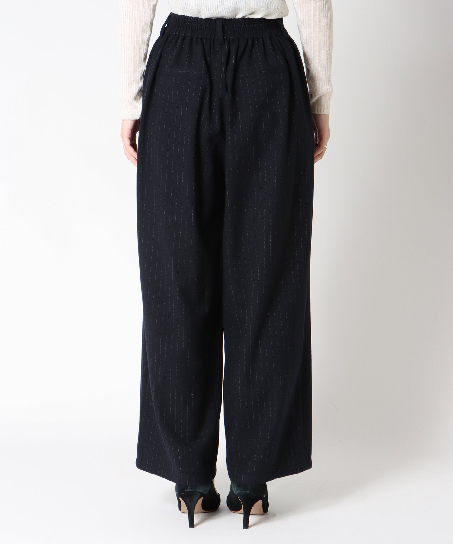 ストライプストレッチワイドパンツ