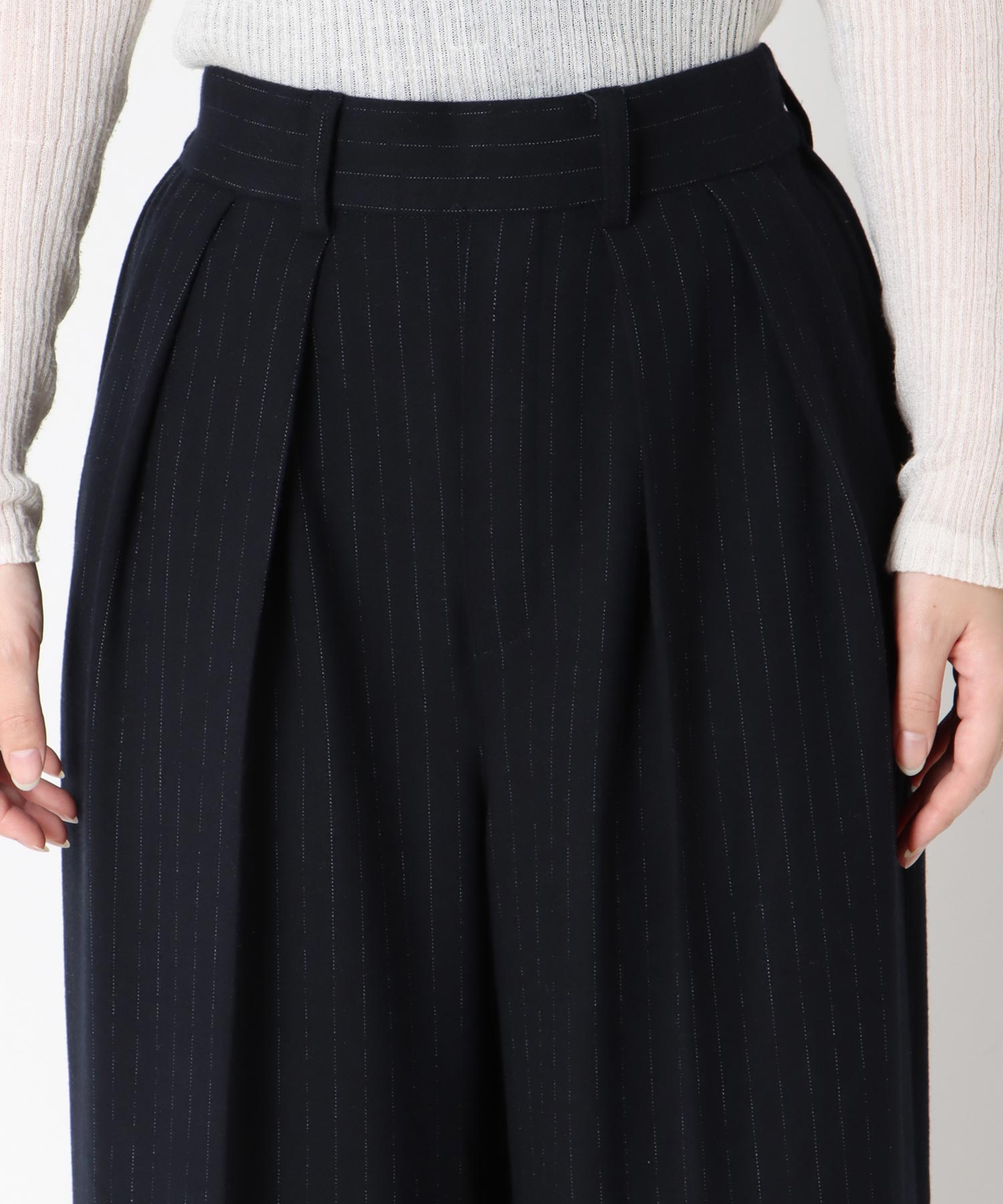 ストライプストレッチワイドパンツ