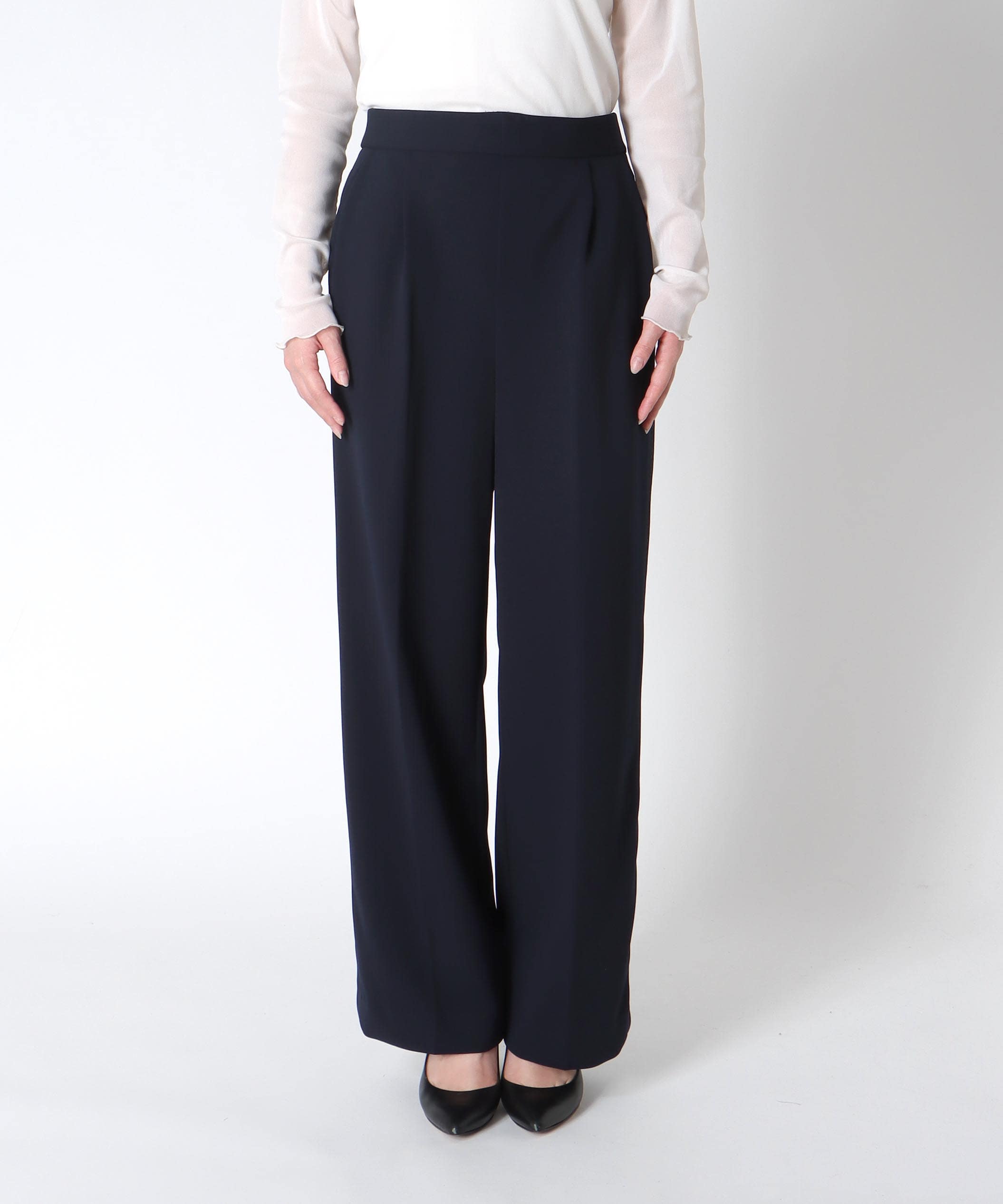 ハイストレッチジョーゼットワイドパンツ