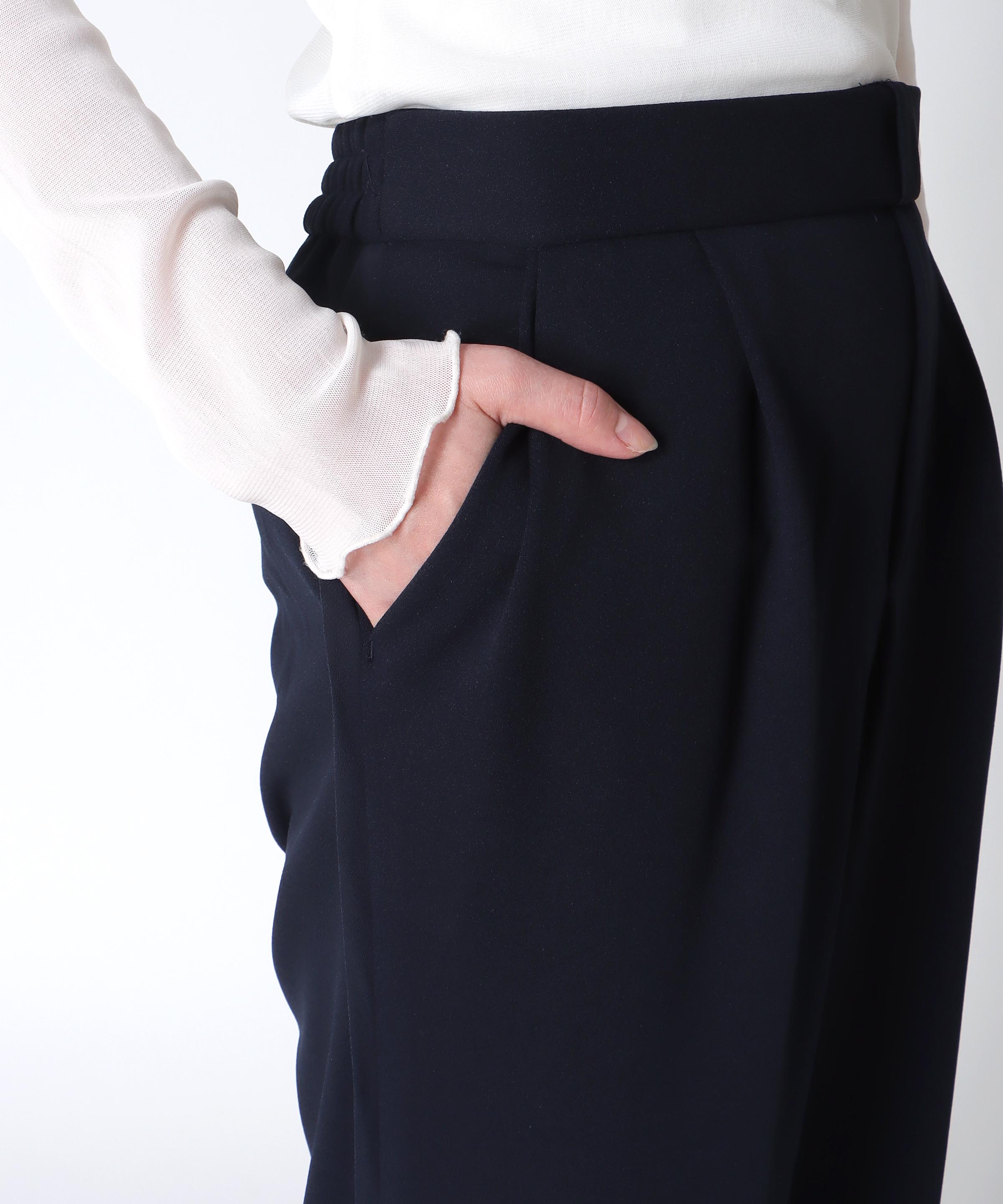 ハイストレッチジョーゼットワイドパンツ