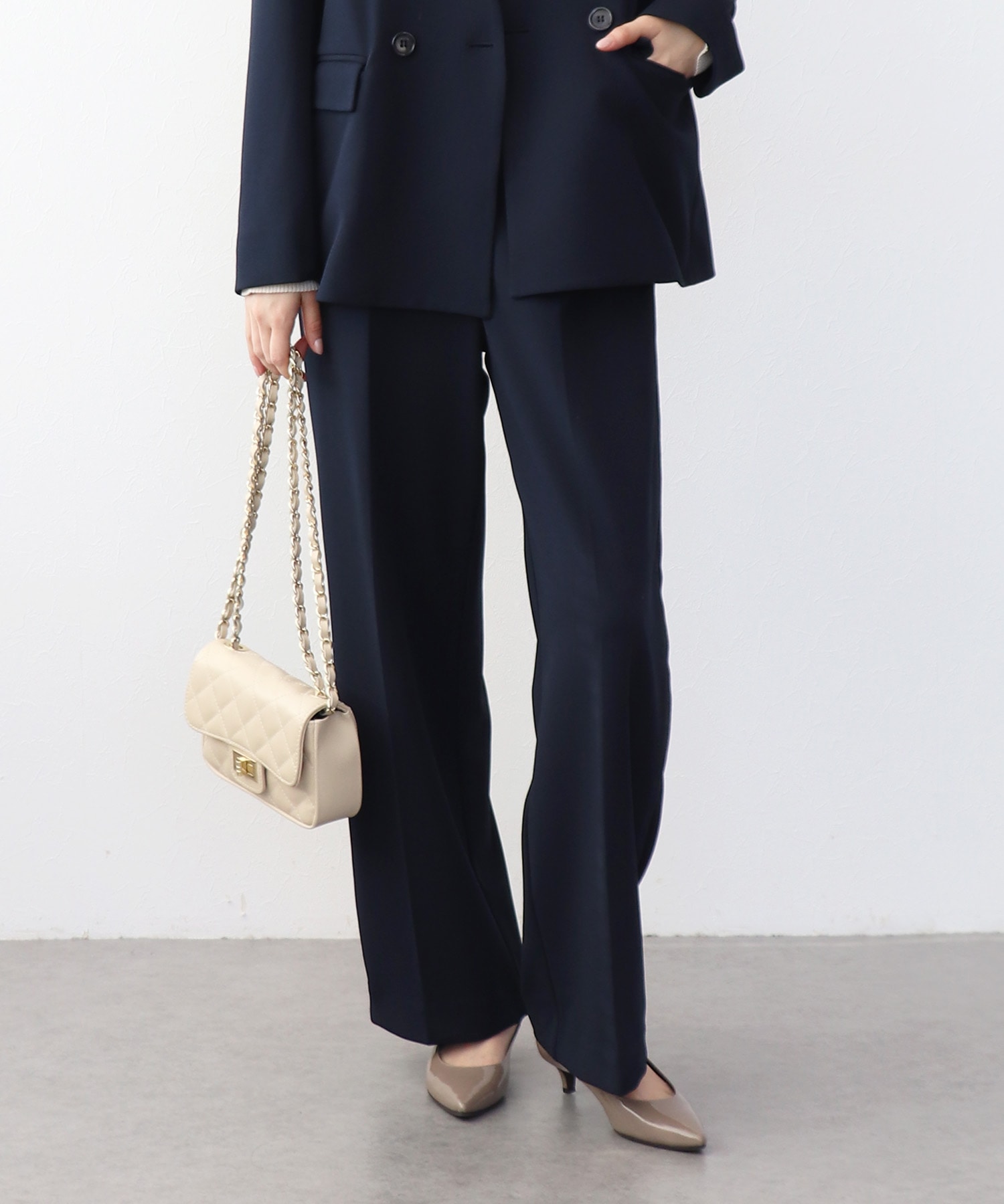 ハイストレッチジョーゼットワイドパンツ