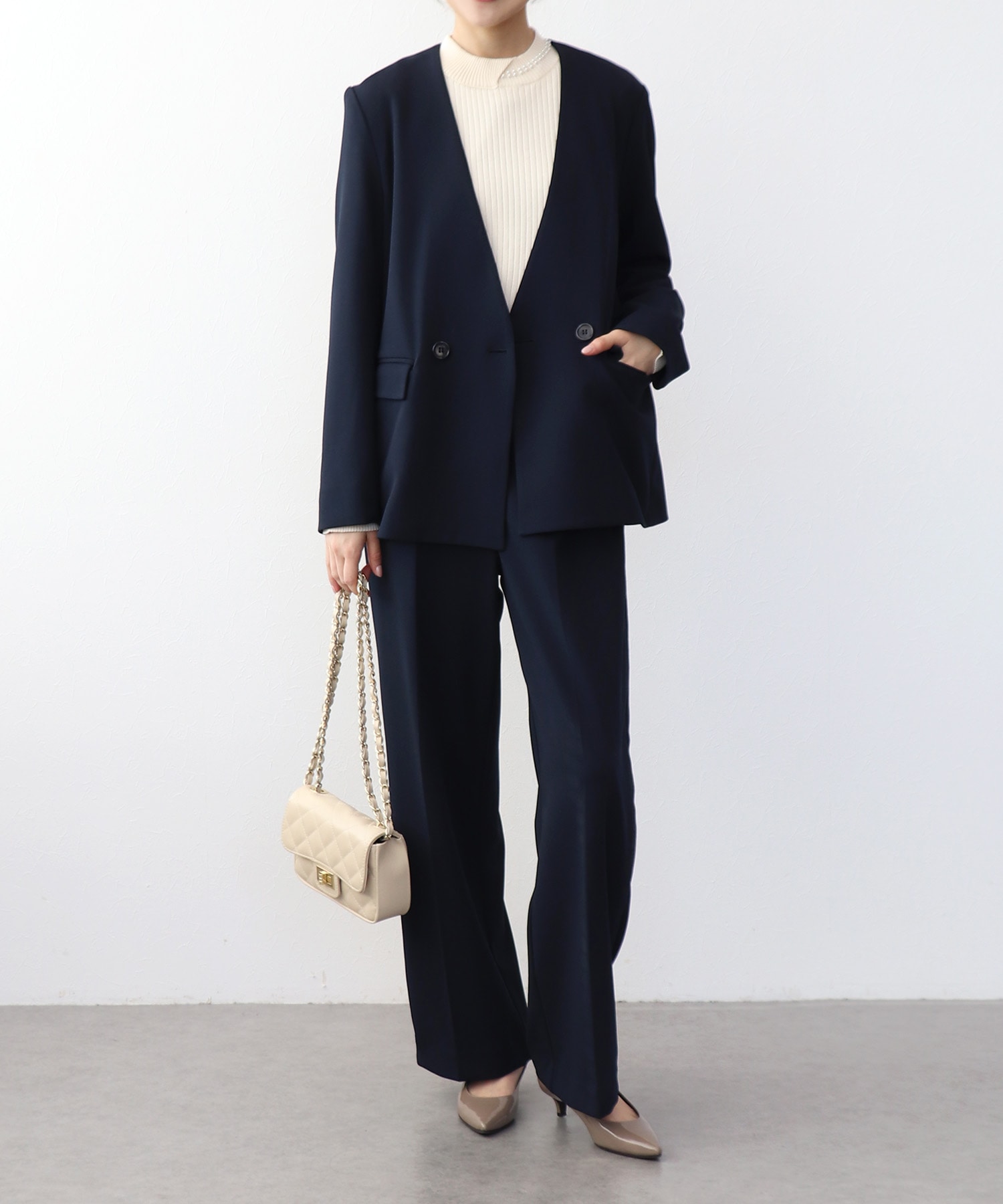 ハイストレッチジョーゼットワイドパンツ