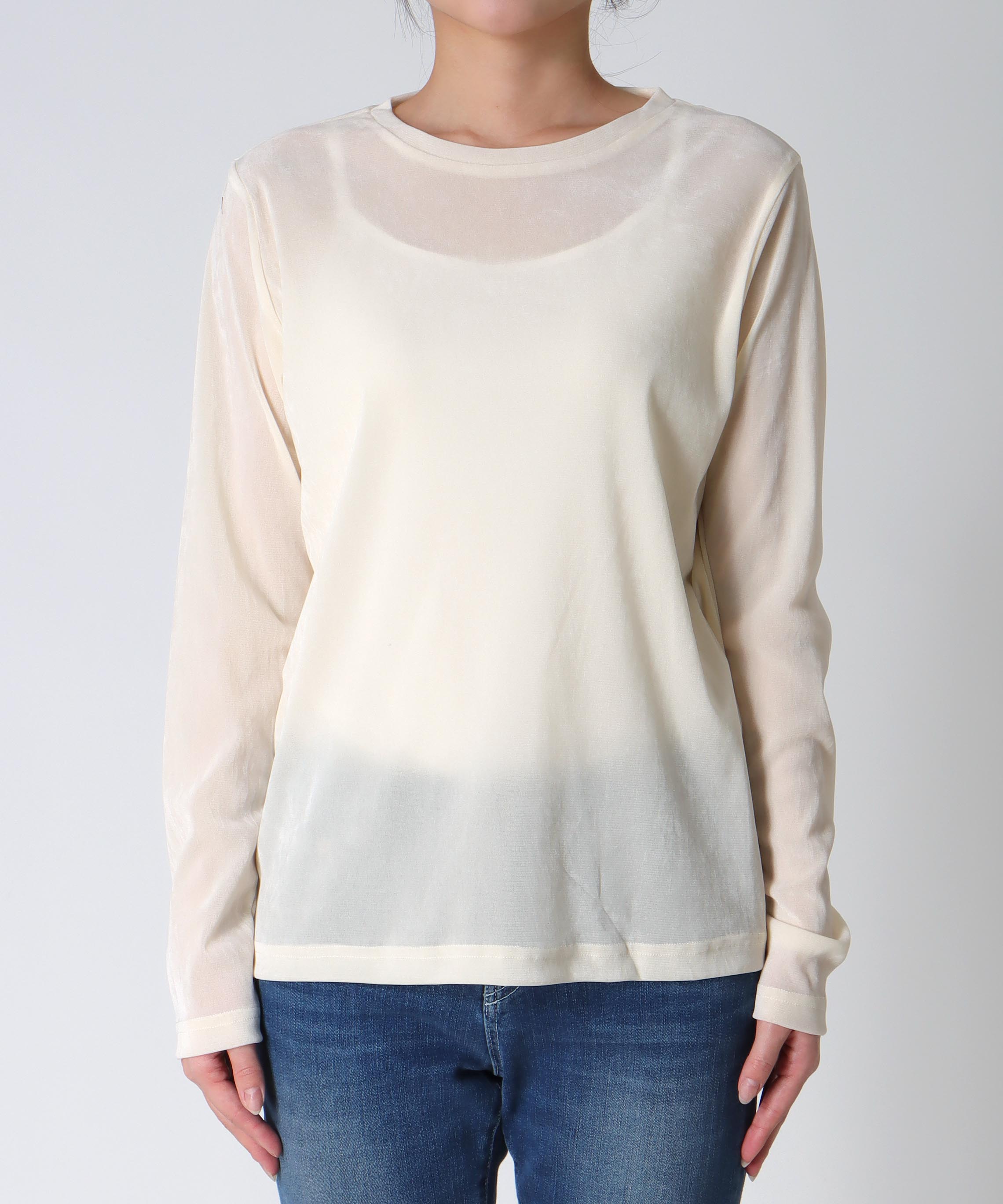 フロッキーメッシュトップス