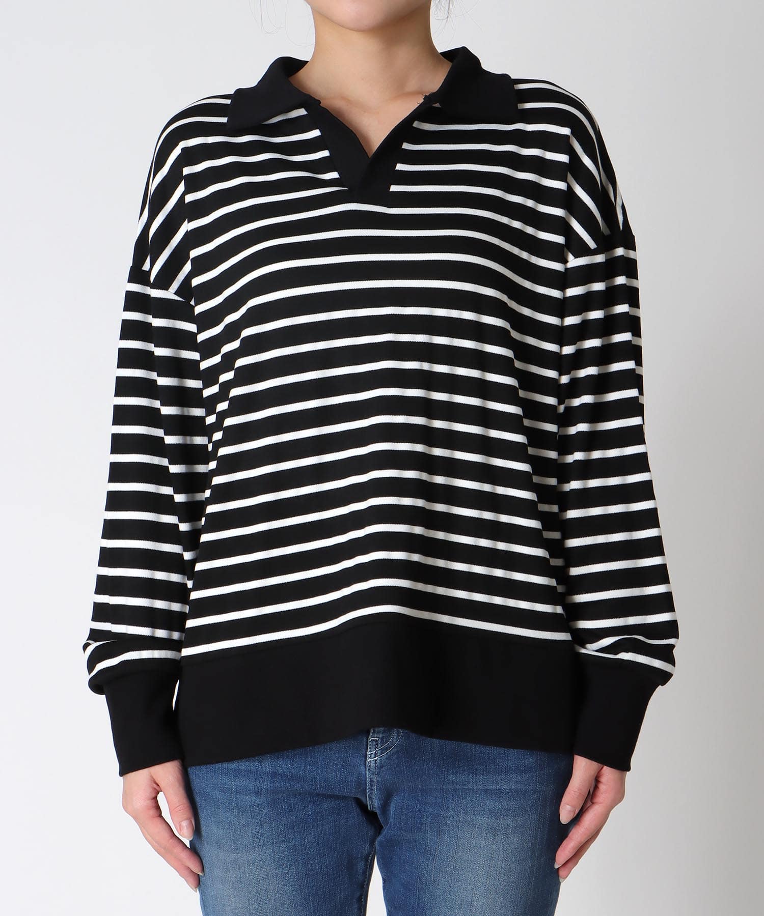 ボーダーポンチトップス