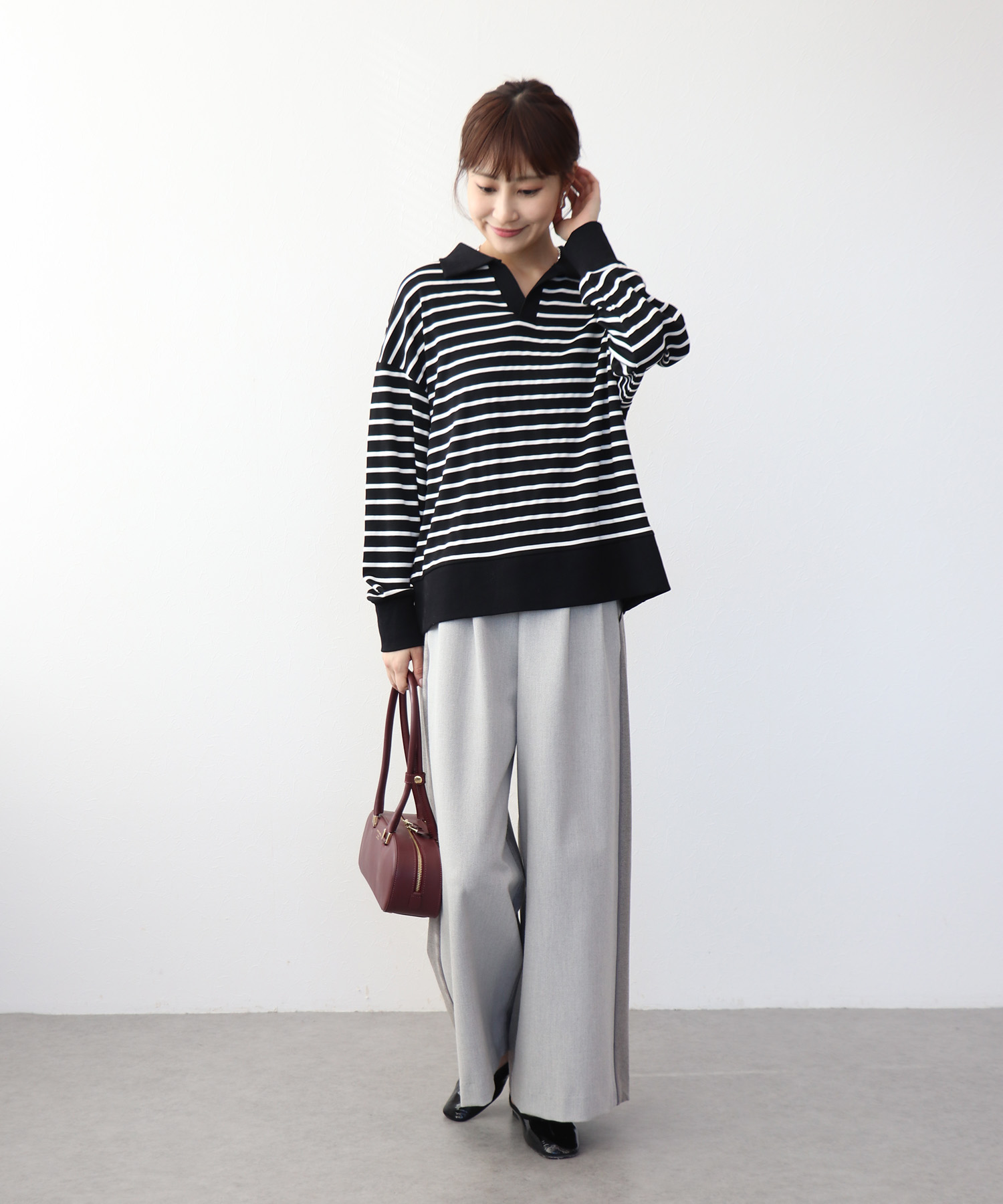 ボーダーポンチトップス